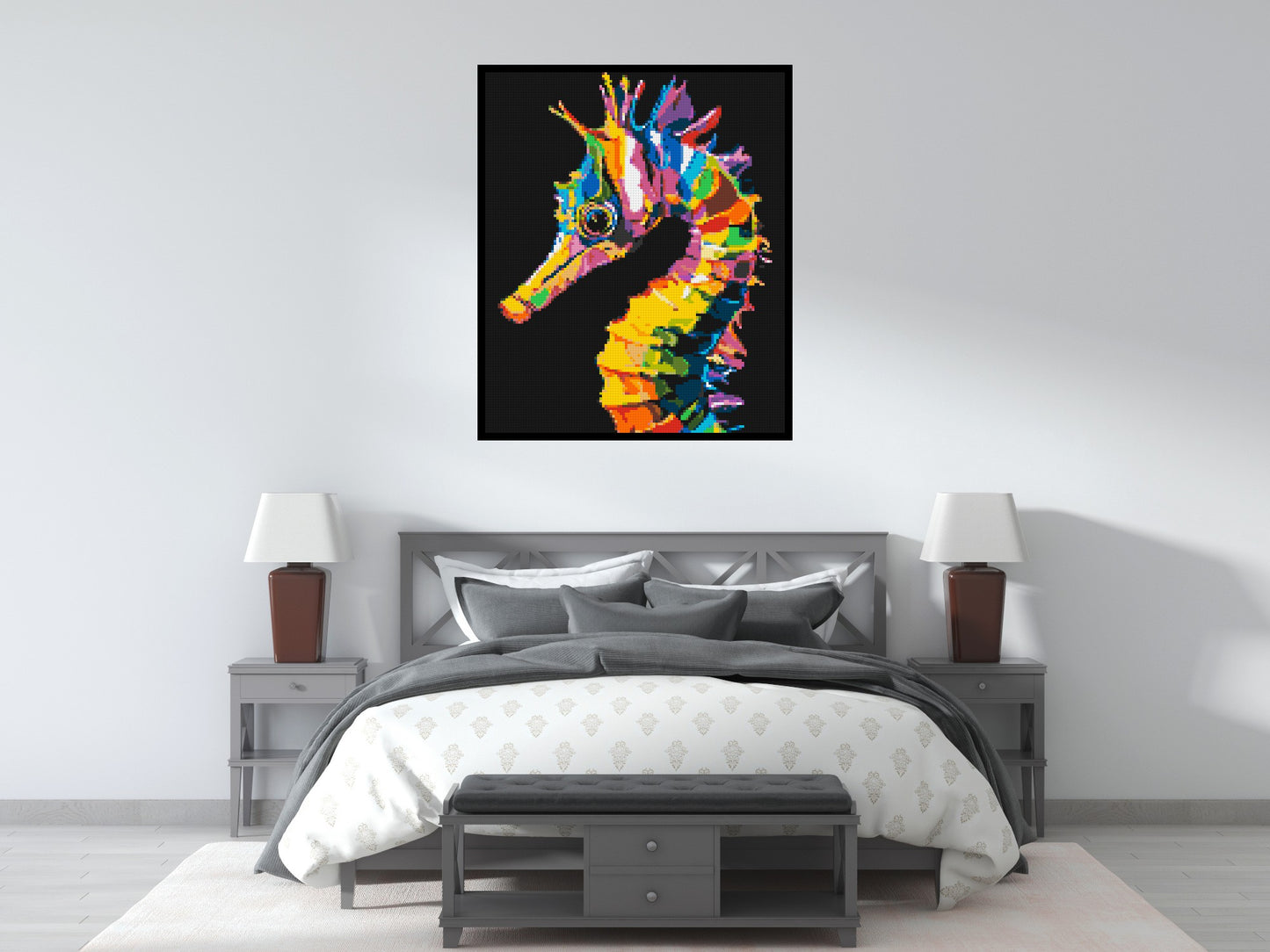 Colourful Seahorse Pop Art - Brick Art Mosaic Kit 5x6 large