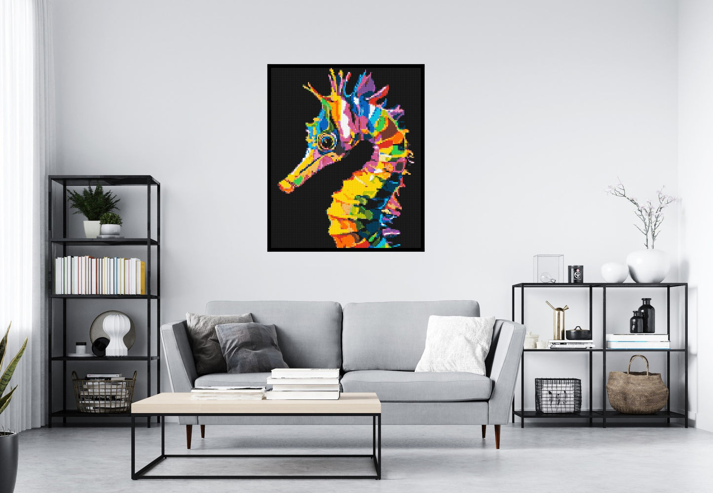 Colourful Seahorse Pop Art - Brick Art Mosaic Kit 5x6 large