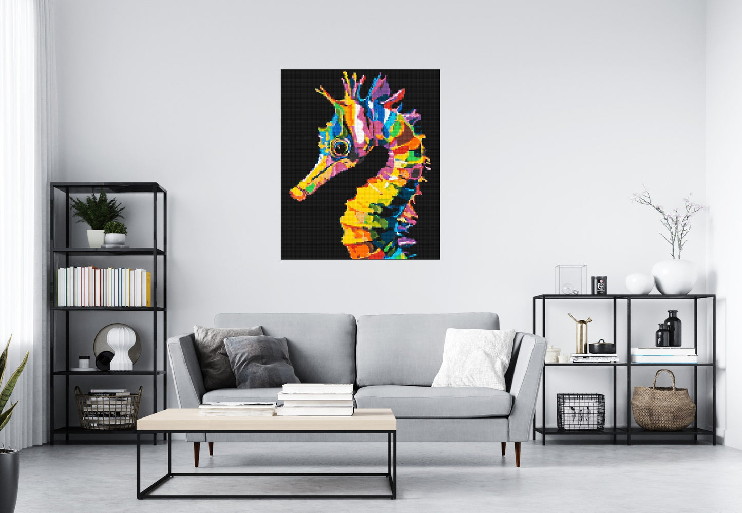 Colourful Seahorse Pop Art - Brick Art Mosaic Kit 5x6 large