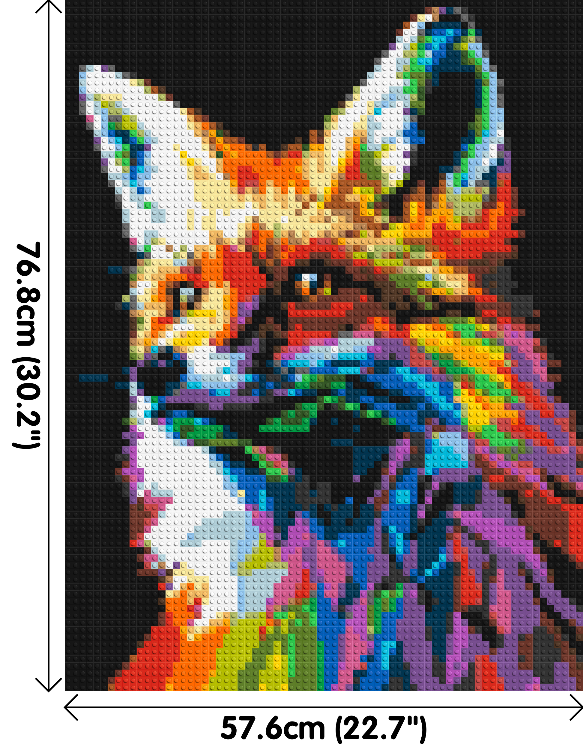 Fox Colourful Pop Art - Brick Art Mosaic Kit 3x4 dimensions