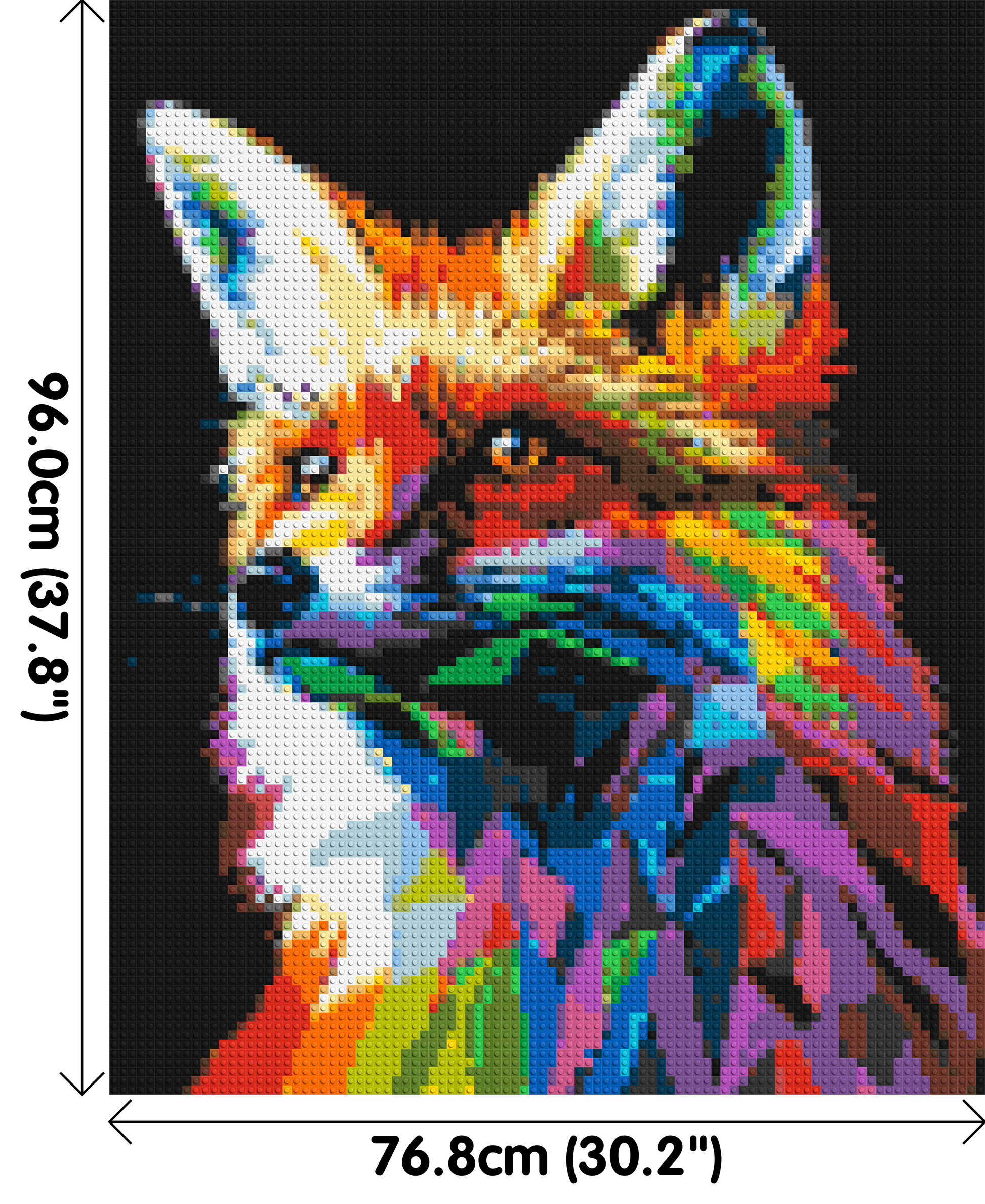 Fox Colourful Pop Art - Brick Art Mosaic Kit 4x5 dimensions