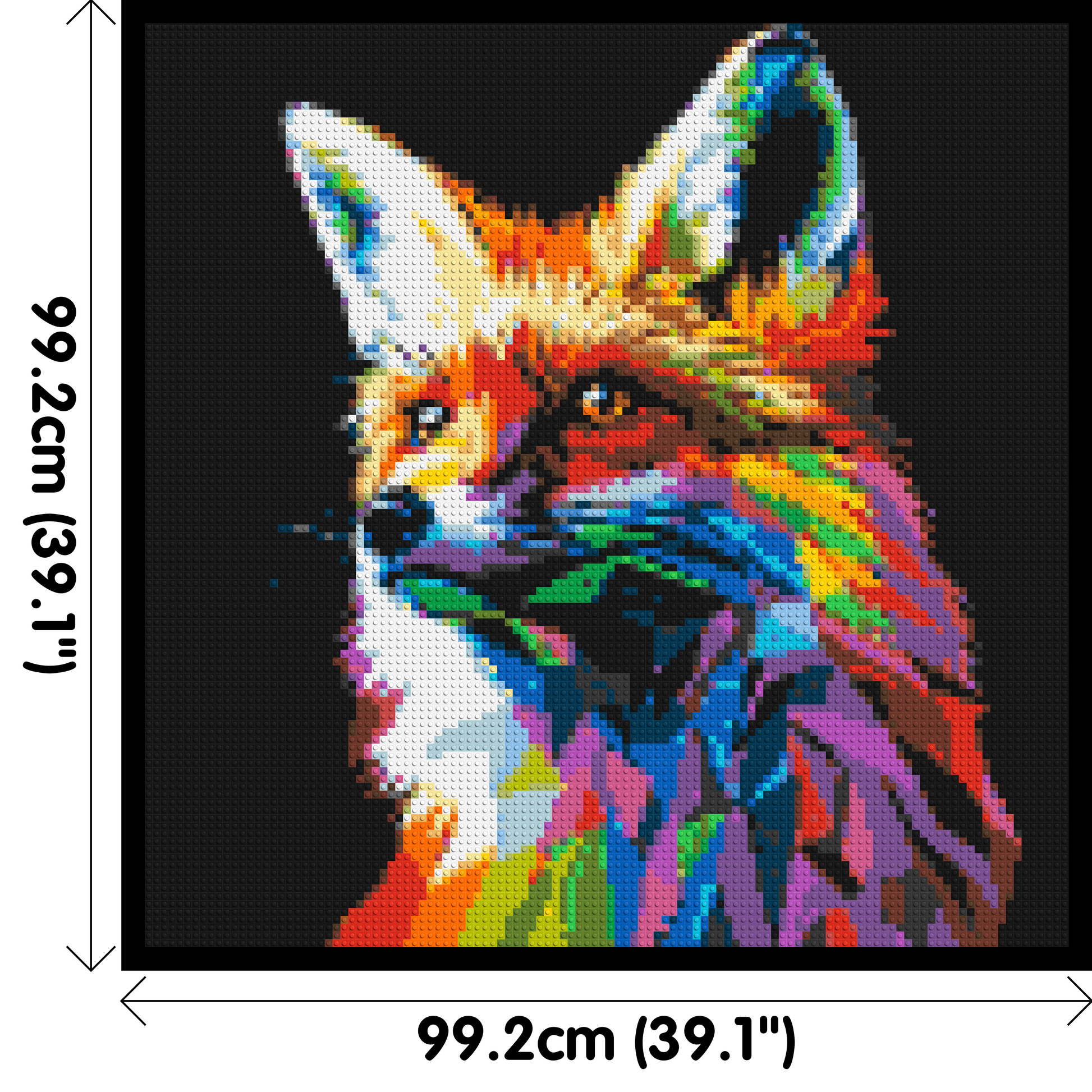 Fox Colourful Pop Art - Brick Art Mosaic Kit 5x5 dimensions with frame