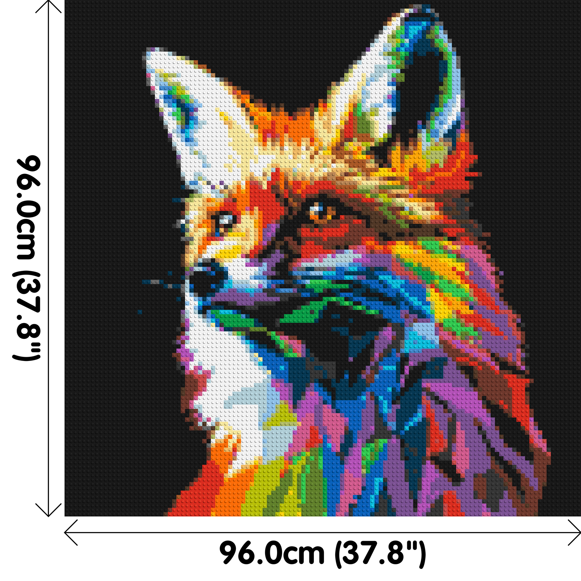 Fox Colourful Pop Art - Brick Art Mosaic Kit 5x5 dimensions