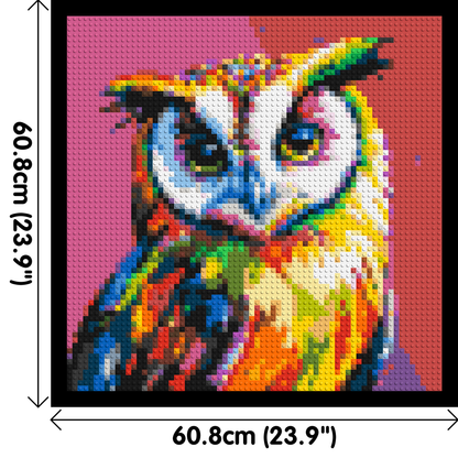 Owl Colourful Pop Art - Brick Art Mosaic Kit 3x3 large