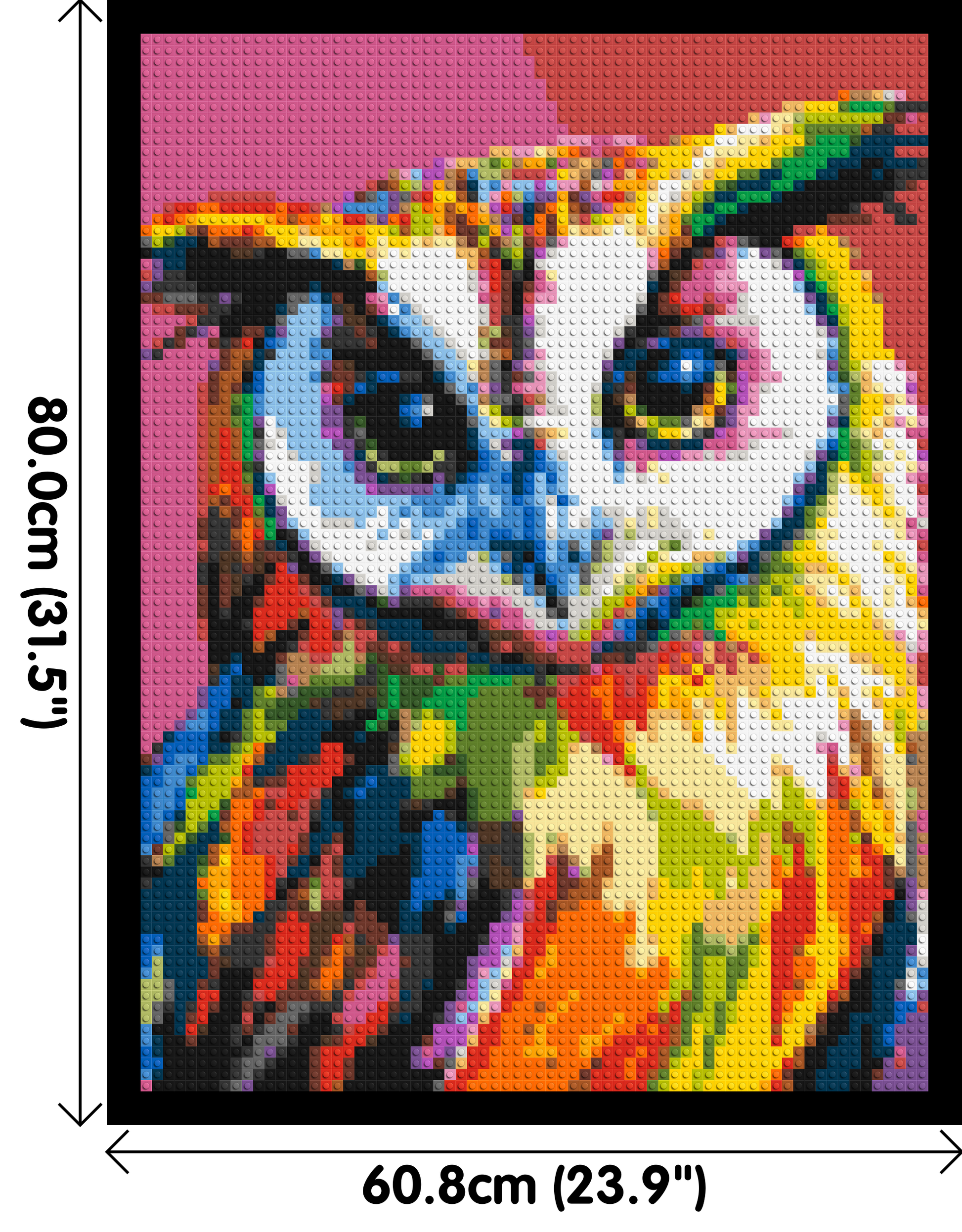 Owl Colourful Pop Art - Brick Art Mosaic Kit 3x4 dimensions with frame