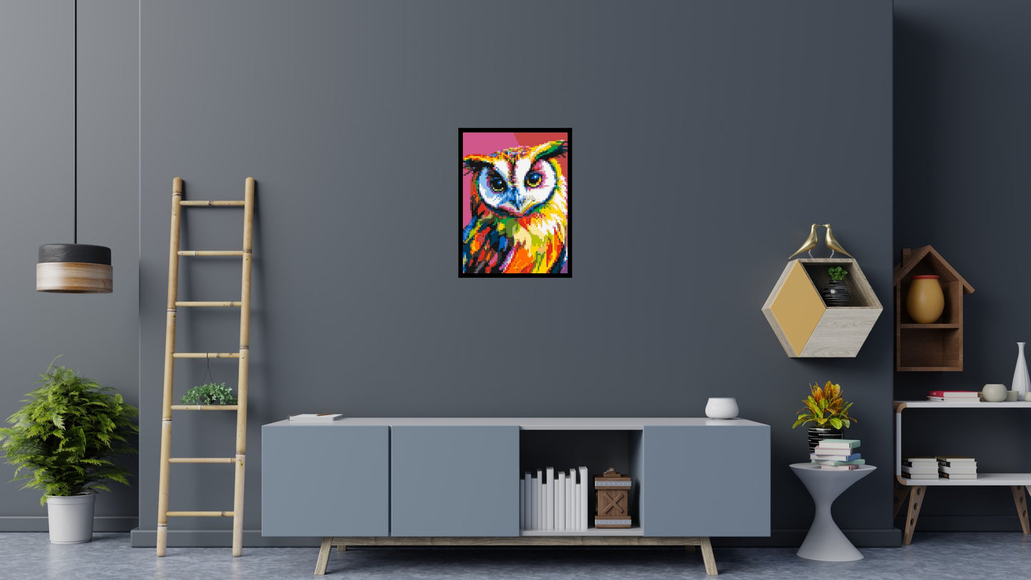 Owl Colourful Pop Art - Brick Art Mosaic Kit 3x4 large