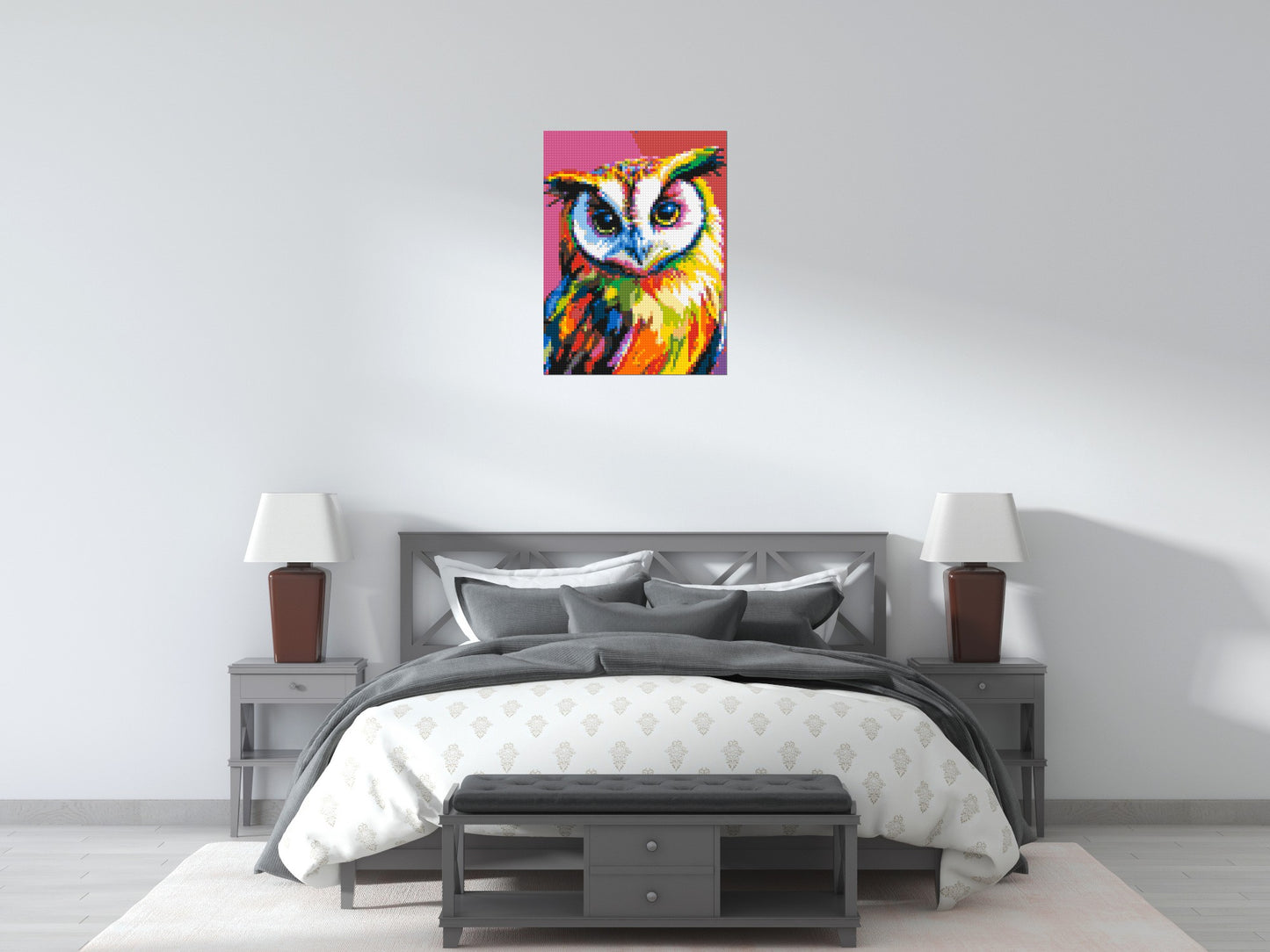 Owl Colourful Pop Art - Brick Art Mosaic Kit 3x4 large