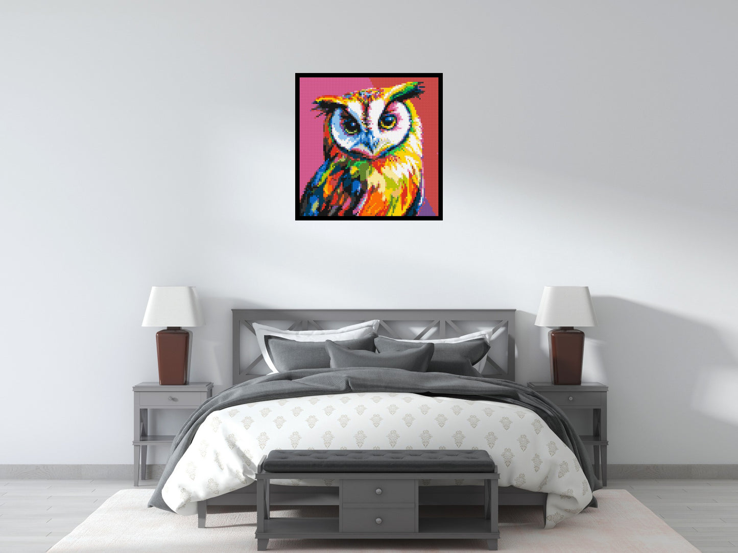 Owl Colourful Pop Art - Brick Art Mosaic Kit 4x4 large