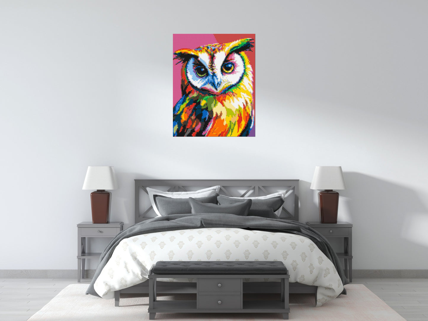 Owl Colourful Pop Art - Brick Art Mosaic Kit 4x5 large