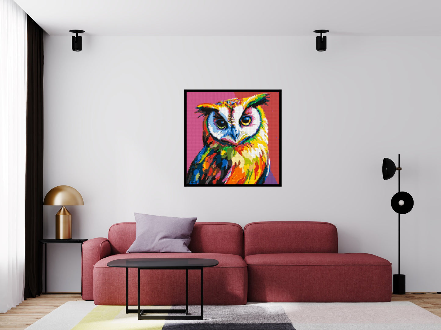 Owl Colourful Pop Art - Brick Art Mosaic Kit 5x5 large