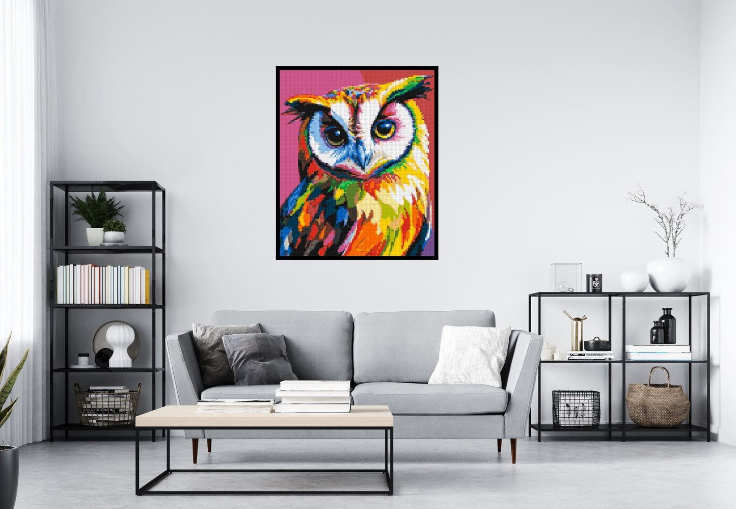 Owl Colourful Pop Art - Brick Art Mosaic Kit 5x6 large