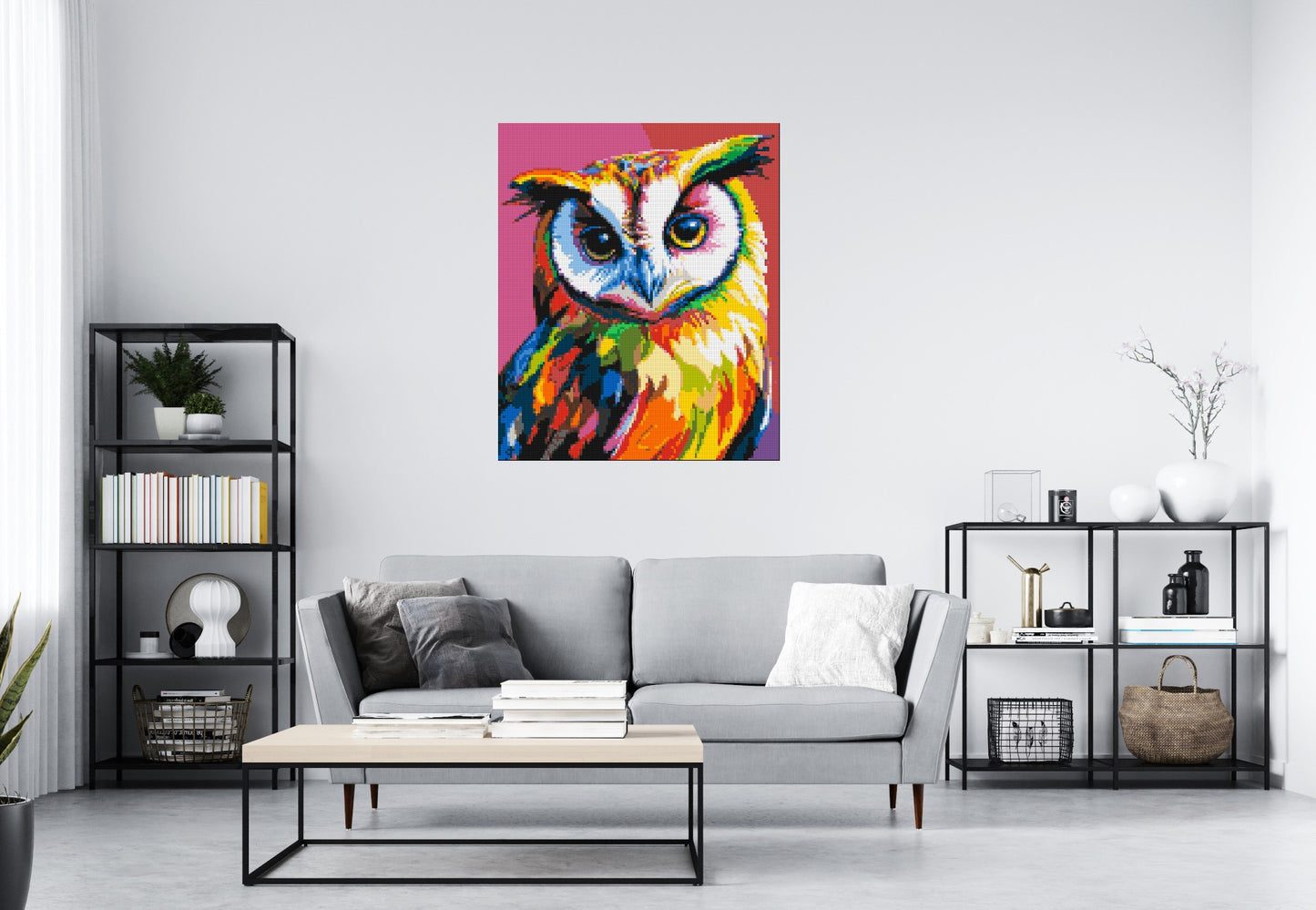 Owl Colourful Pop Art - Brick Art Mosaic Kit 5x6 large