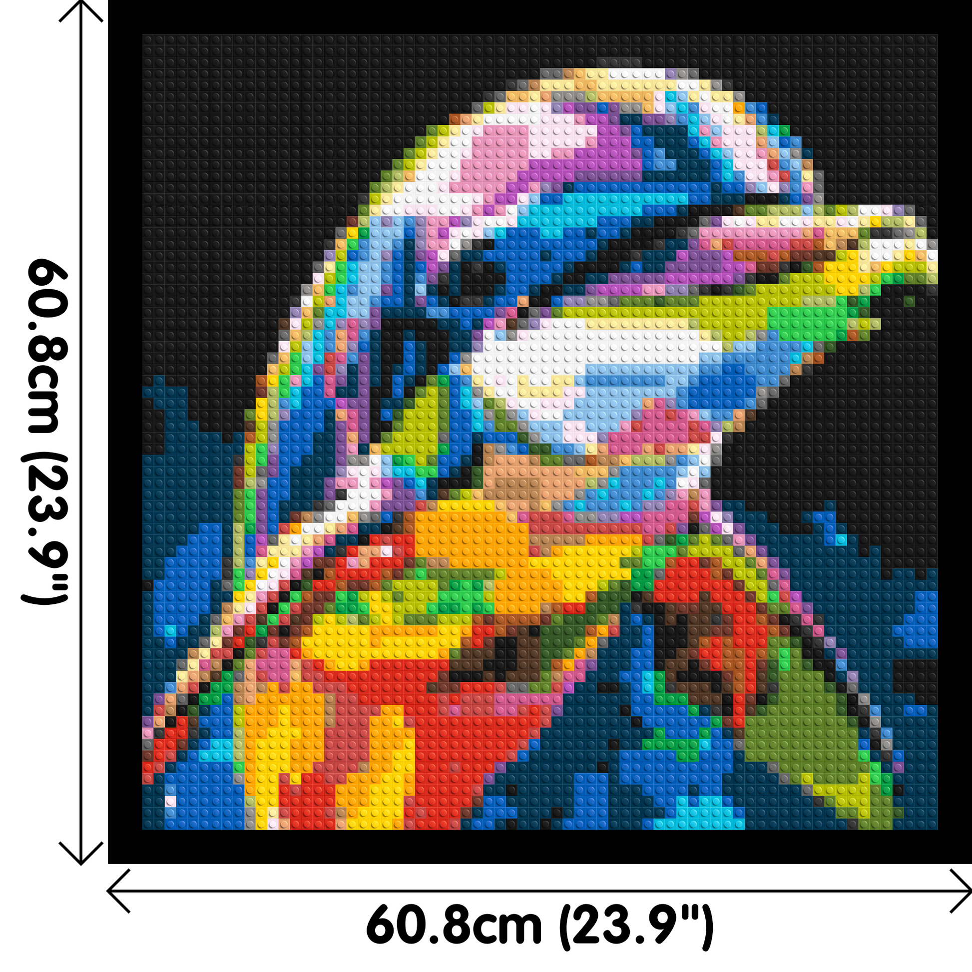 Dolphin Colourful Pop Art - Brick Art Mosaic Kit 3x3 dimensions with frame