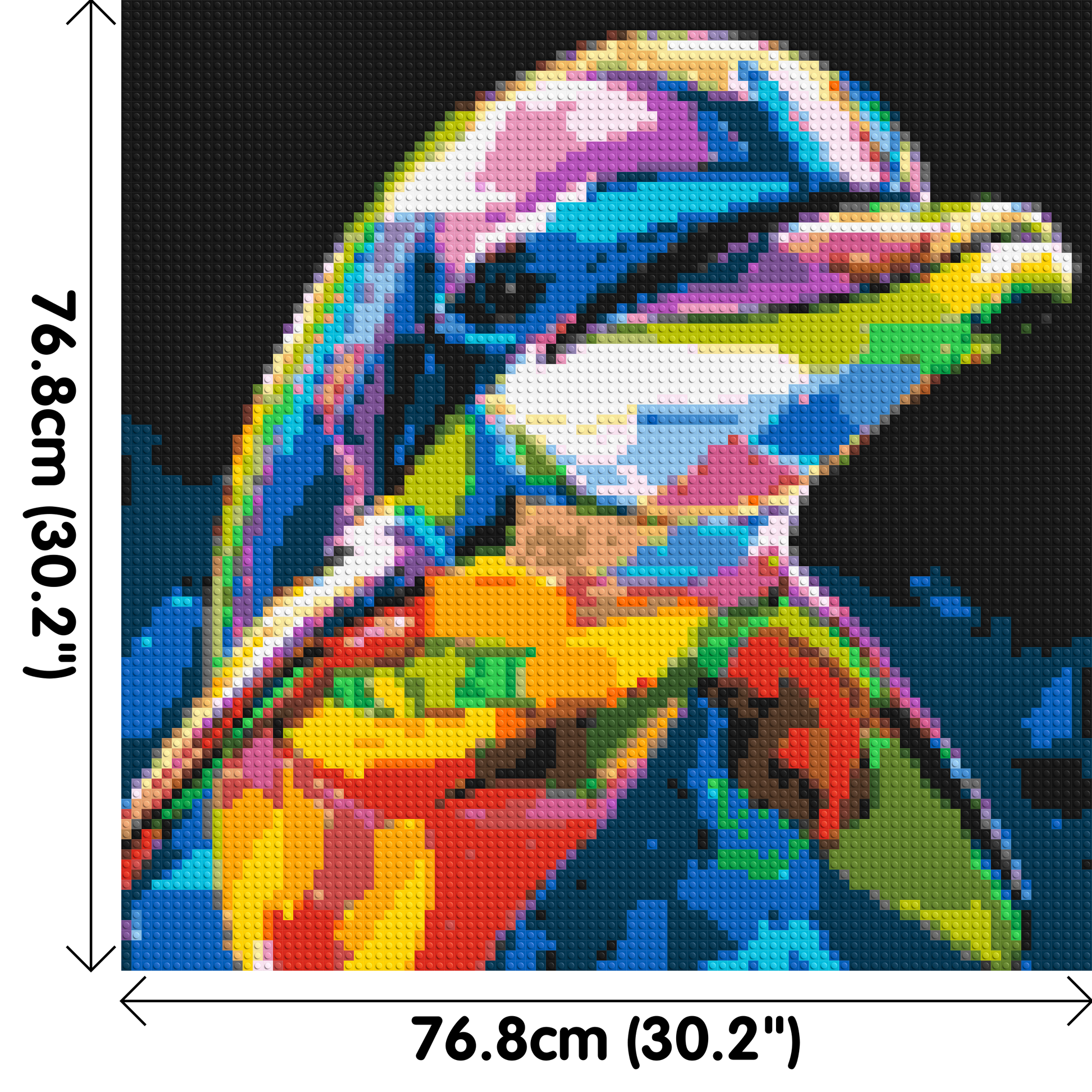 Dolphin Colourful Pop Art - Brick Art Mosaic Kit 4x4 dimensions