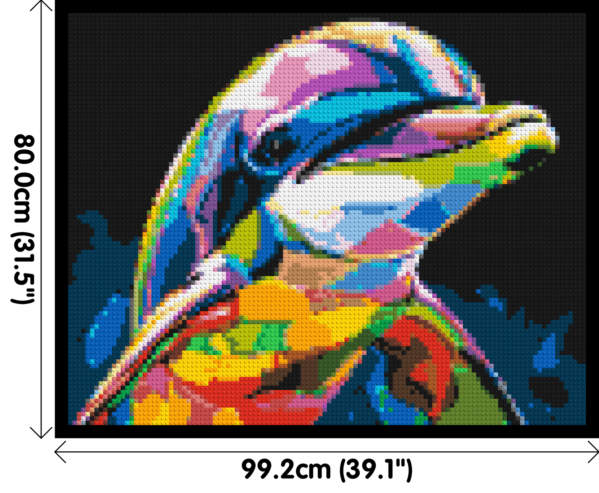 Dolphin Colourful Pop Art - Brick Art Mosaic Kit 5x4 dimensions with frame