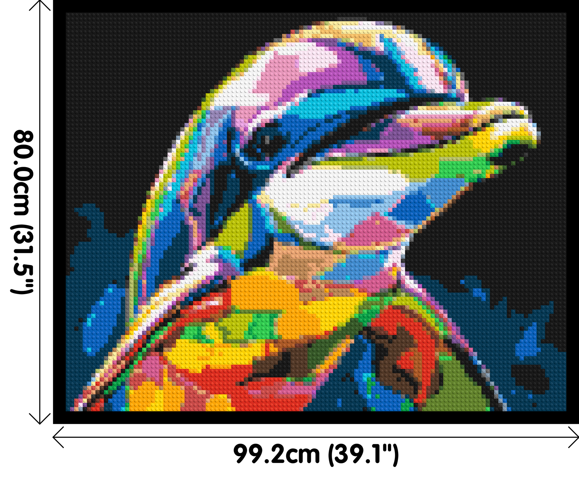 Dolphin Colourful Pop Art - Brick Art Mosaic Kit 5x4 dimensions with frame
