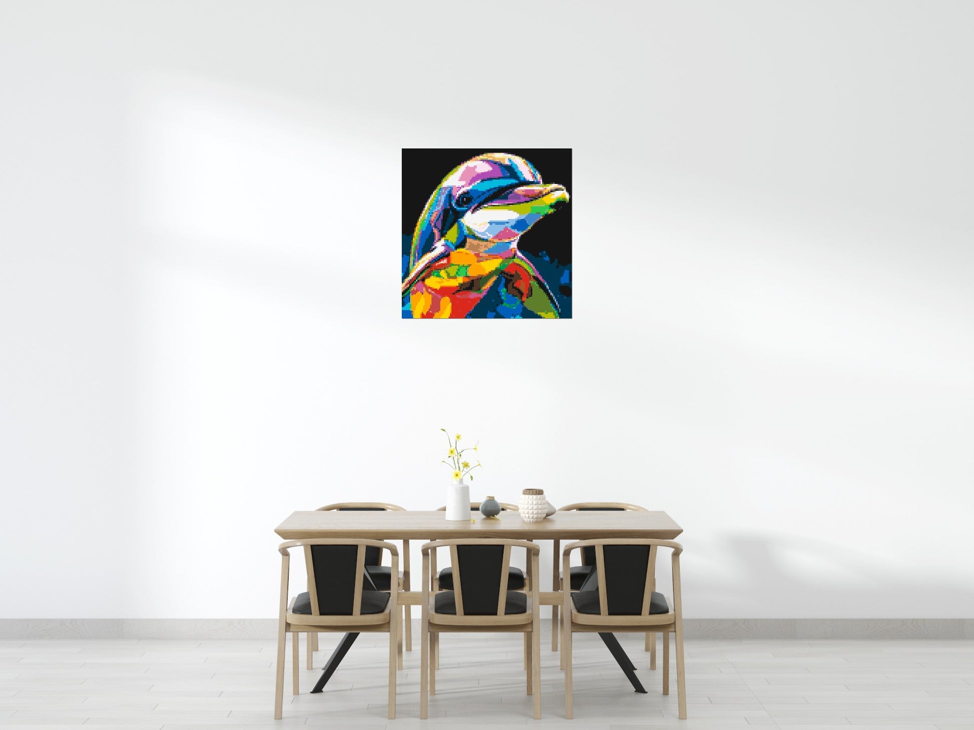 Dolphin Colourful Pop Art - Brick Art Mosaic Kit 5x5 scene