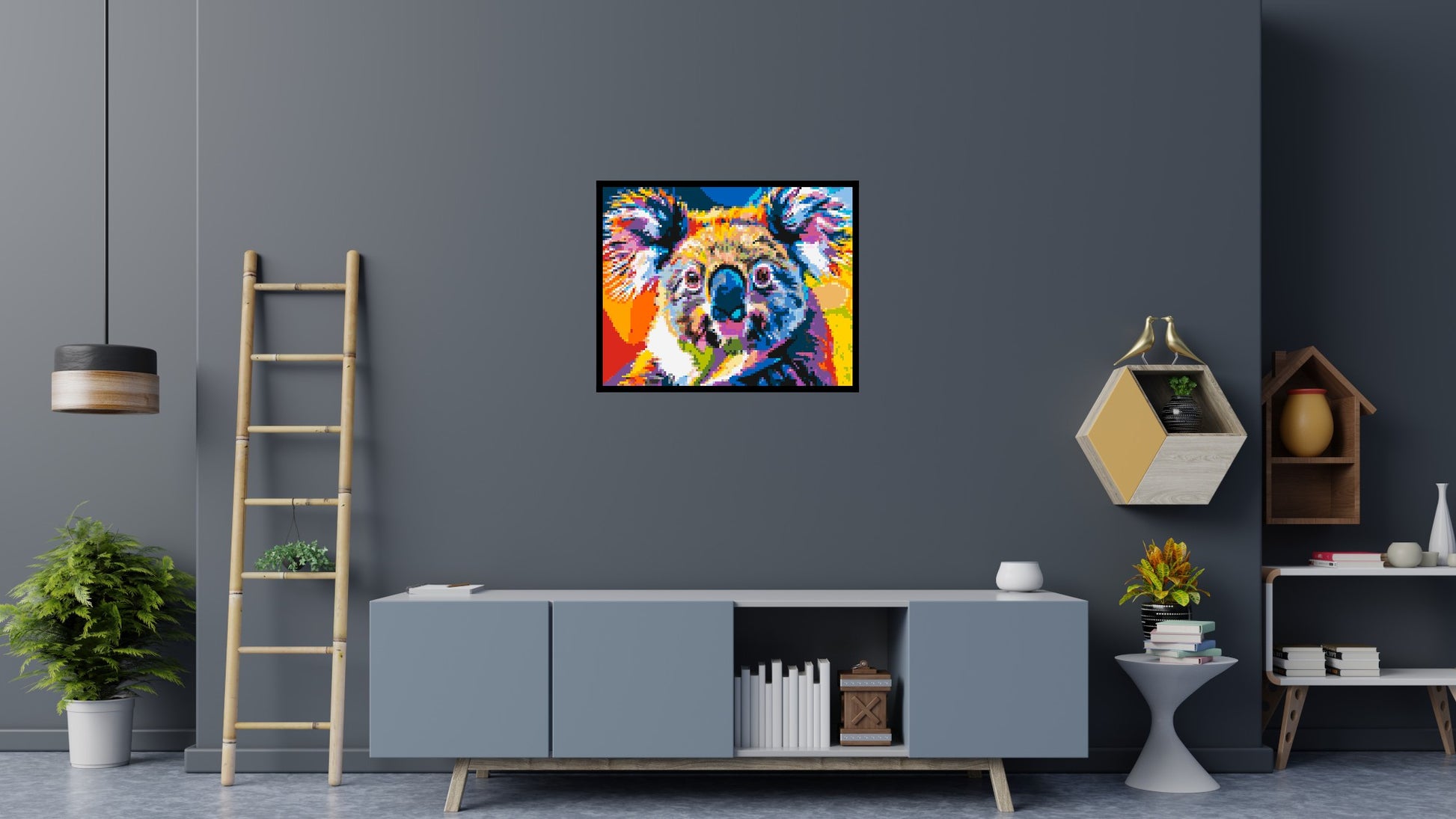 Koala Colourful Pop Art - Brick Art Mosaic Kit 5x4 scene with frame