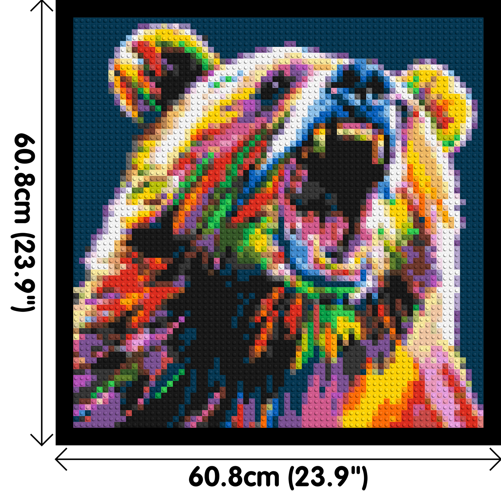 Bear Colourful Pop Art - Brick Art Mosaic Kit 3x3 dimensions with frame