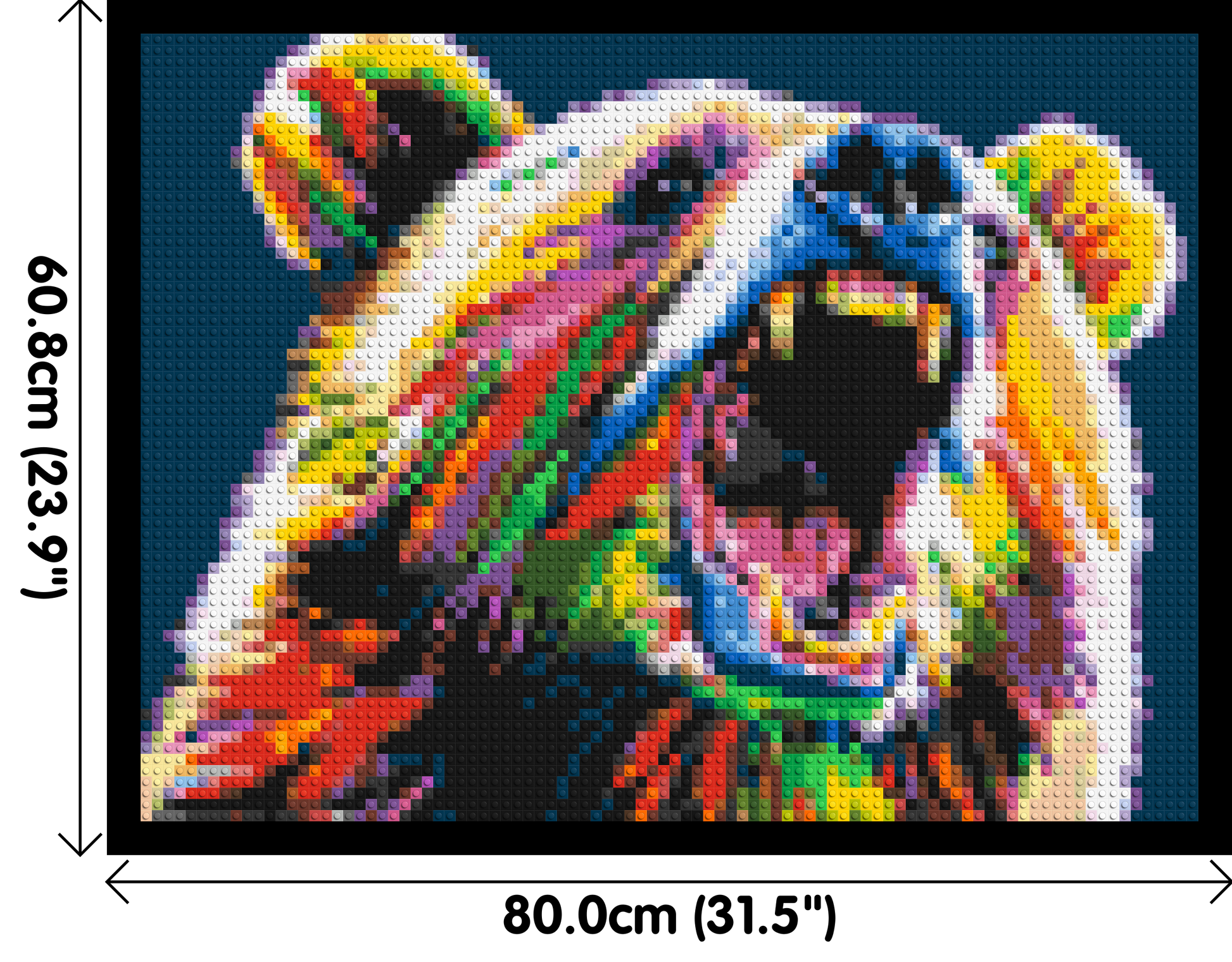 Bear Colourful Pop Art - Brick Art Mosaic Kit 4x3 dimensions with frame