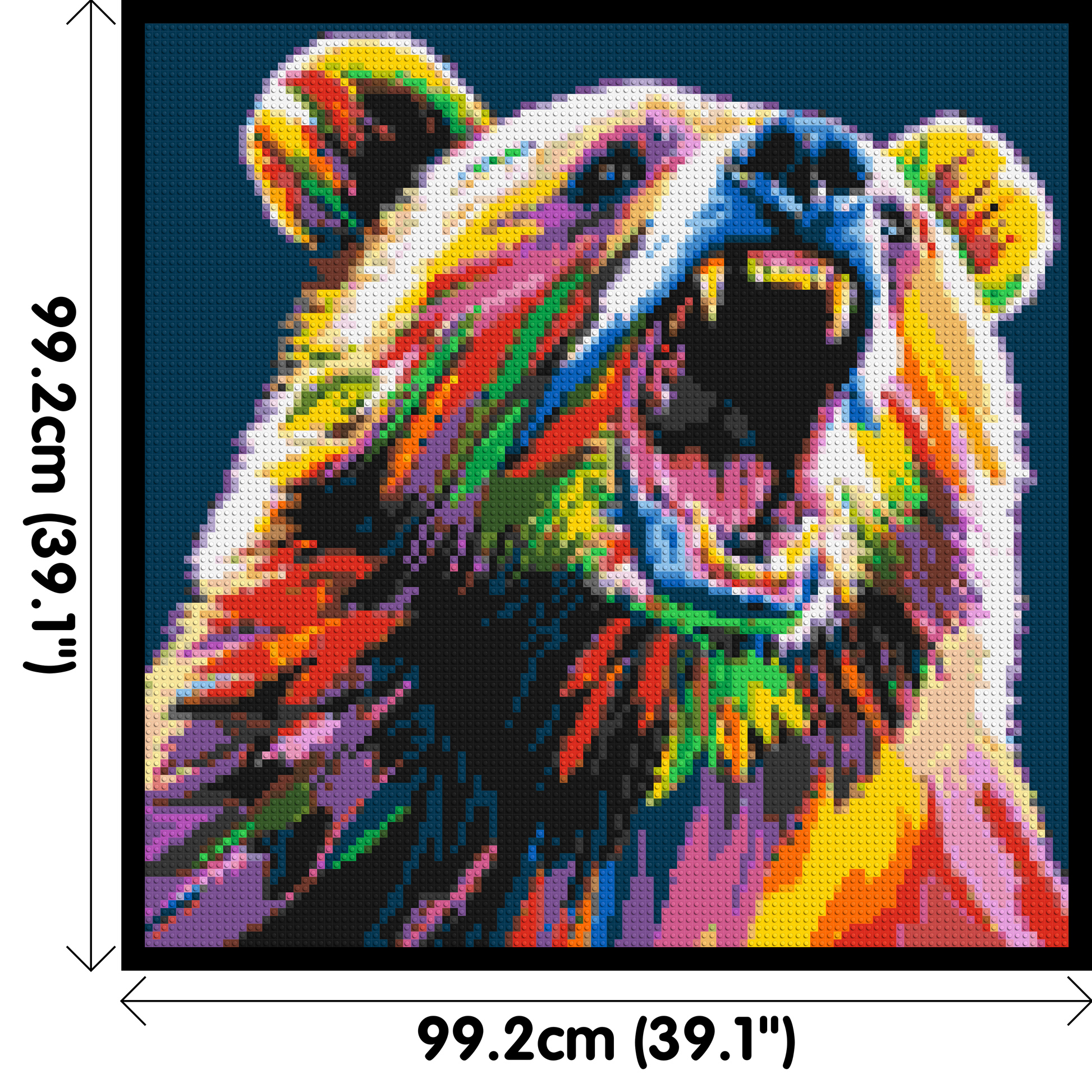 Bear Colourful Pop Art - Brick Art Mosaic Kit 5x5 dimensions with frame