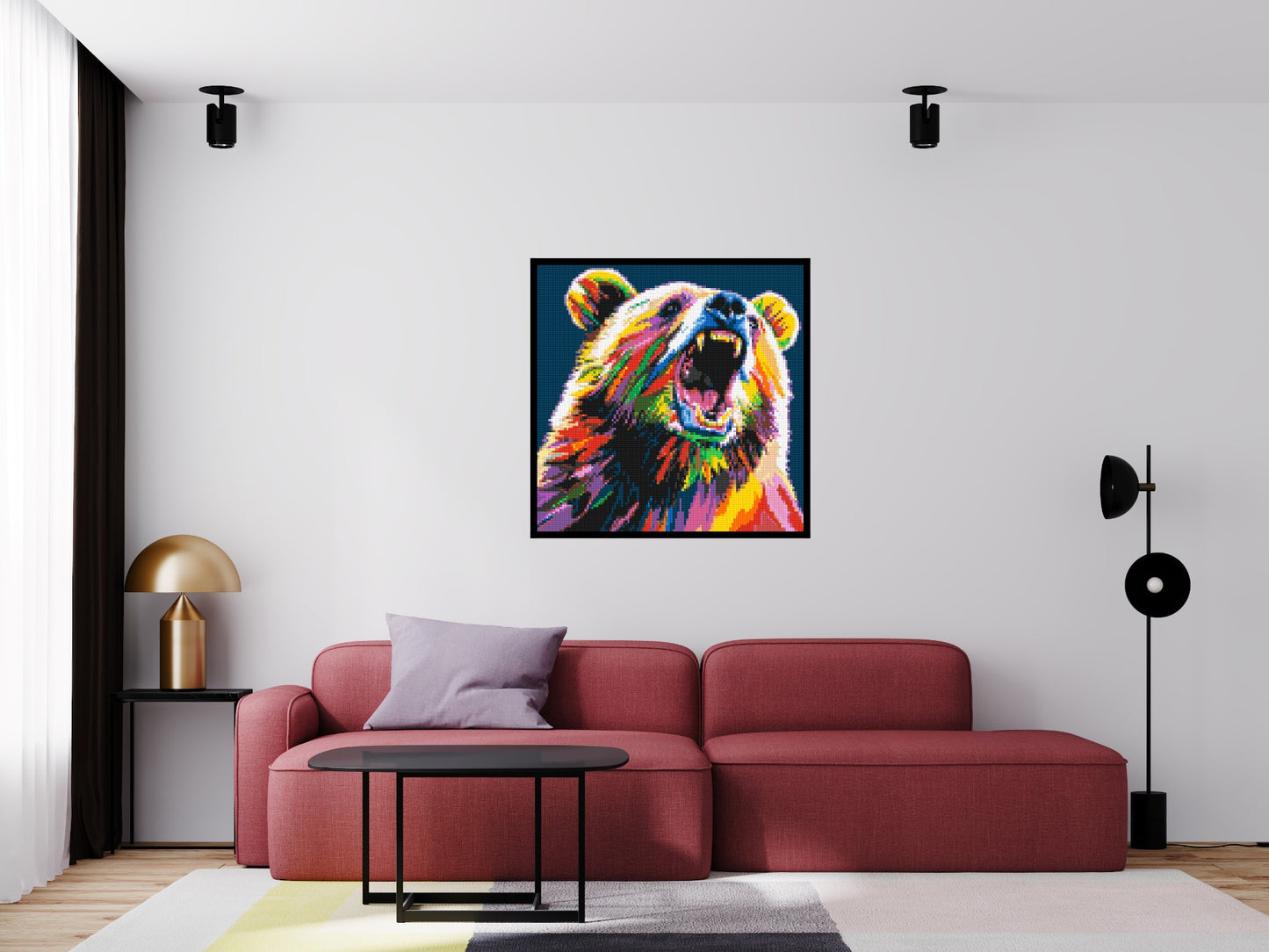 Bear Colourful Pop Art - Brick Art Mosaic Kit 5x5 large