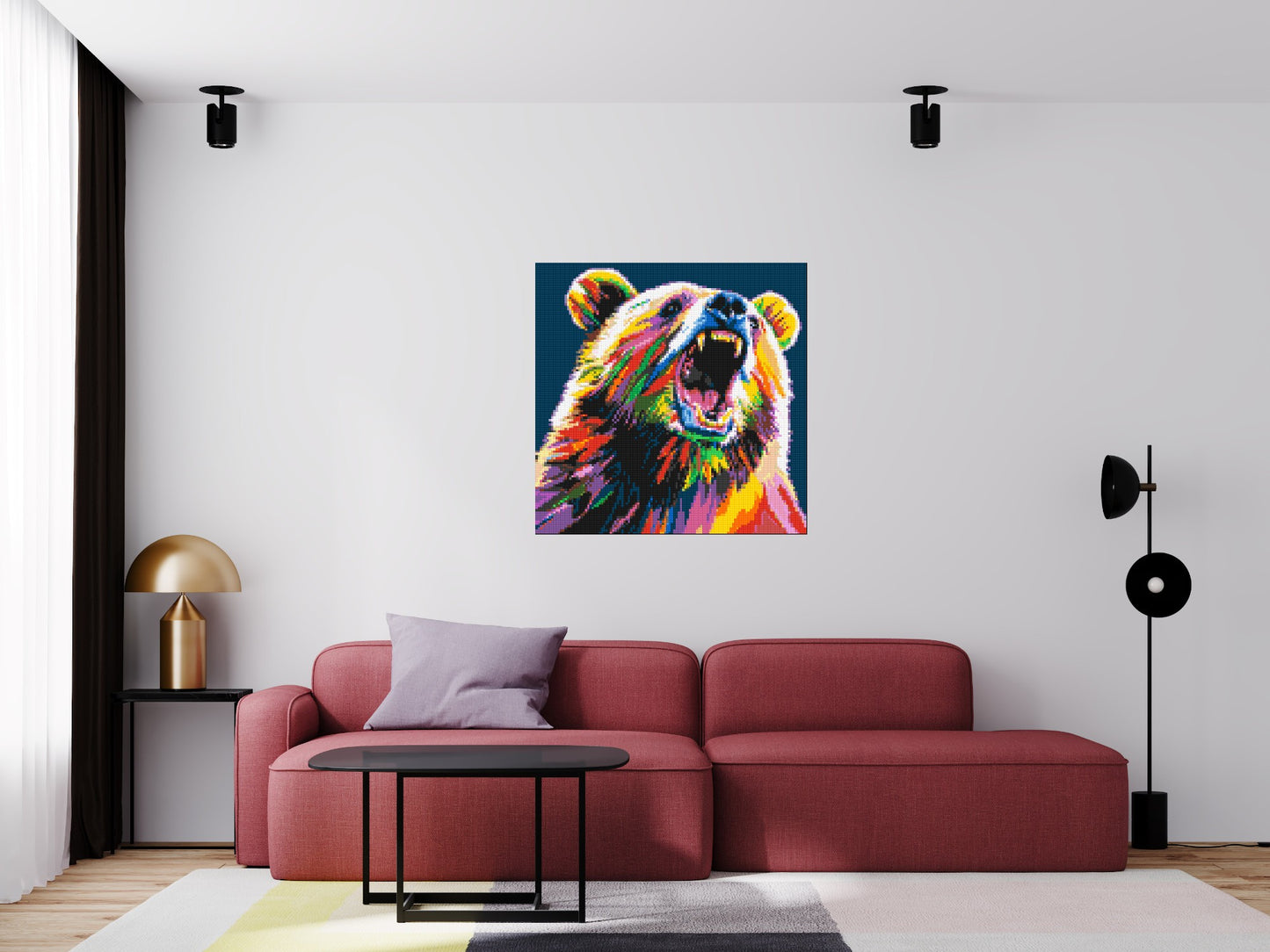 Bear Colourful Pop Art - Brick Art Mosaic Kit 5x5 large