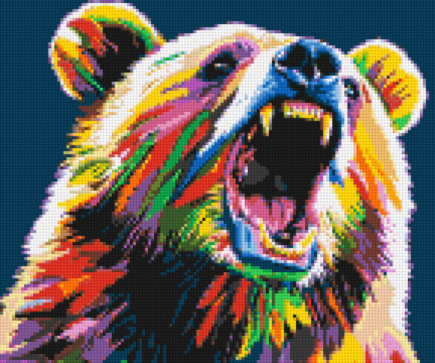 Bear Colourful Pop Art - Brick Art Mosaic Kit 6x5 large