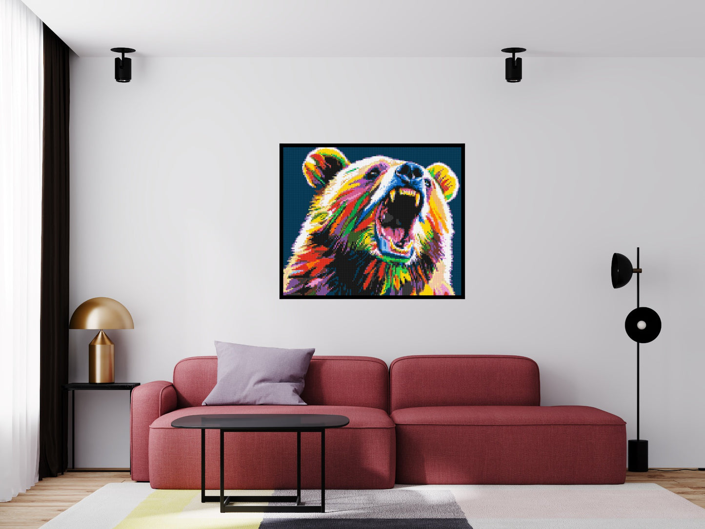 Bear Colourful Pop Art - Brick Art Mosaic Kit 6x5 large