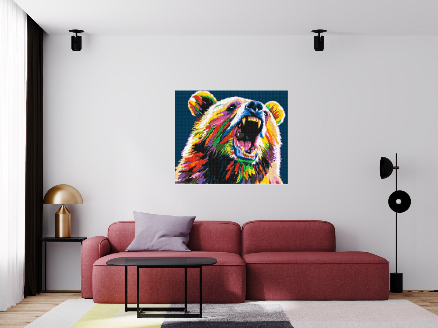 Bear Colourful Pop Art - Brick Art Mosaic Kit 6x5 large