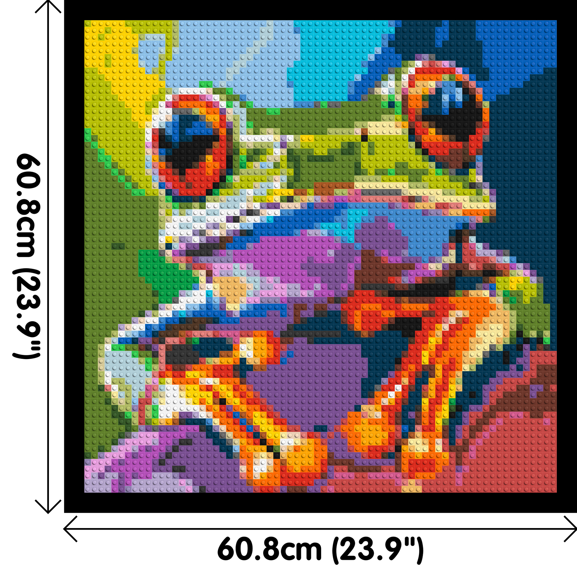 Frog Colourful Pop Art - Brick Art Mosaic Kit 3x3 dimensions with frame