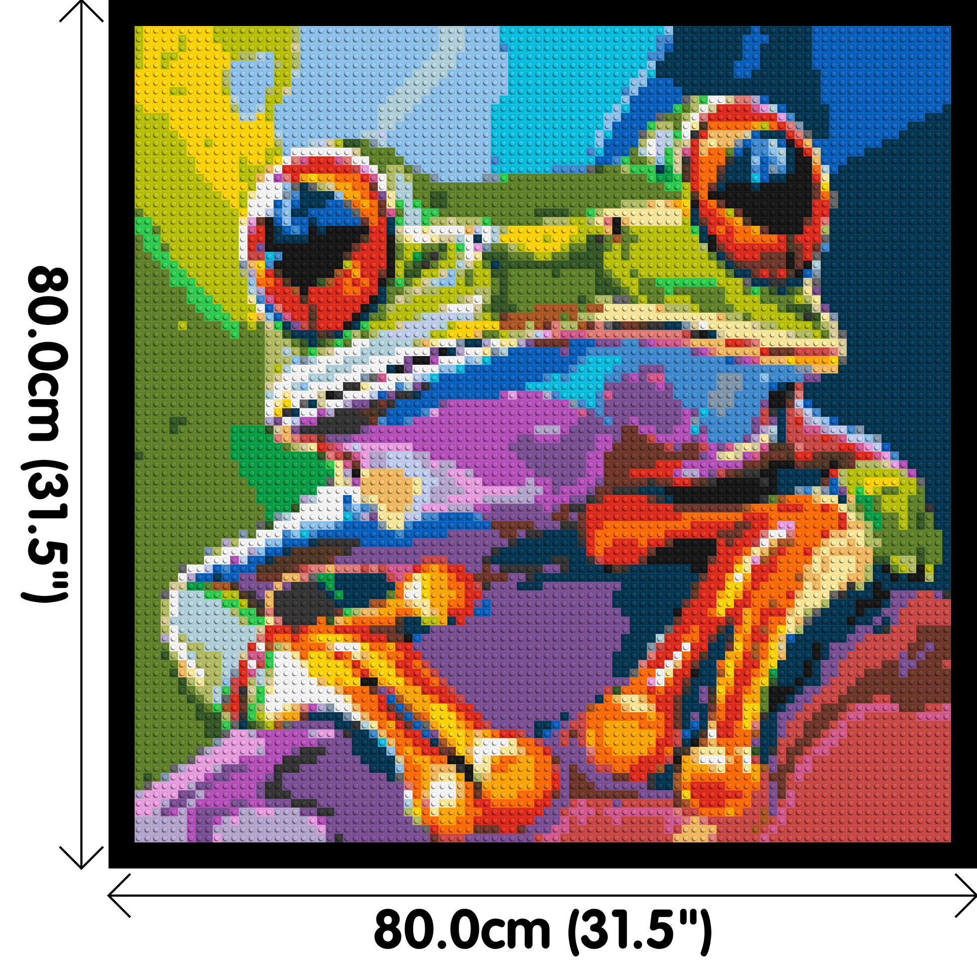 Frog Colourful Pop Art - Brick Art Mosaic Kit 4x4 dimensions with frame