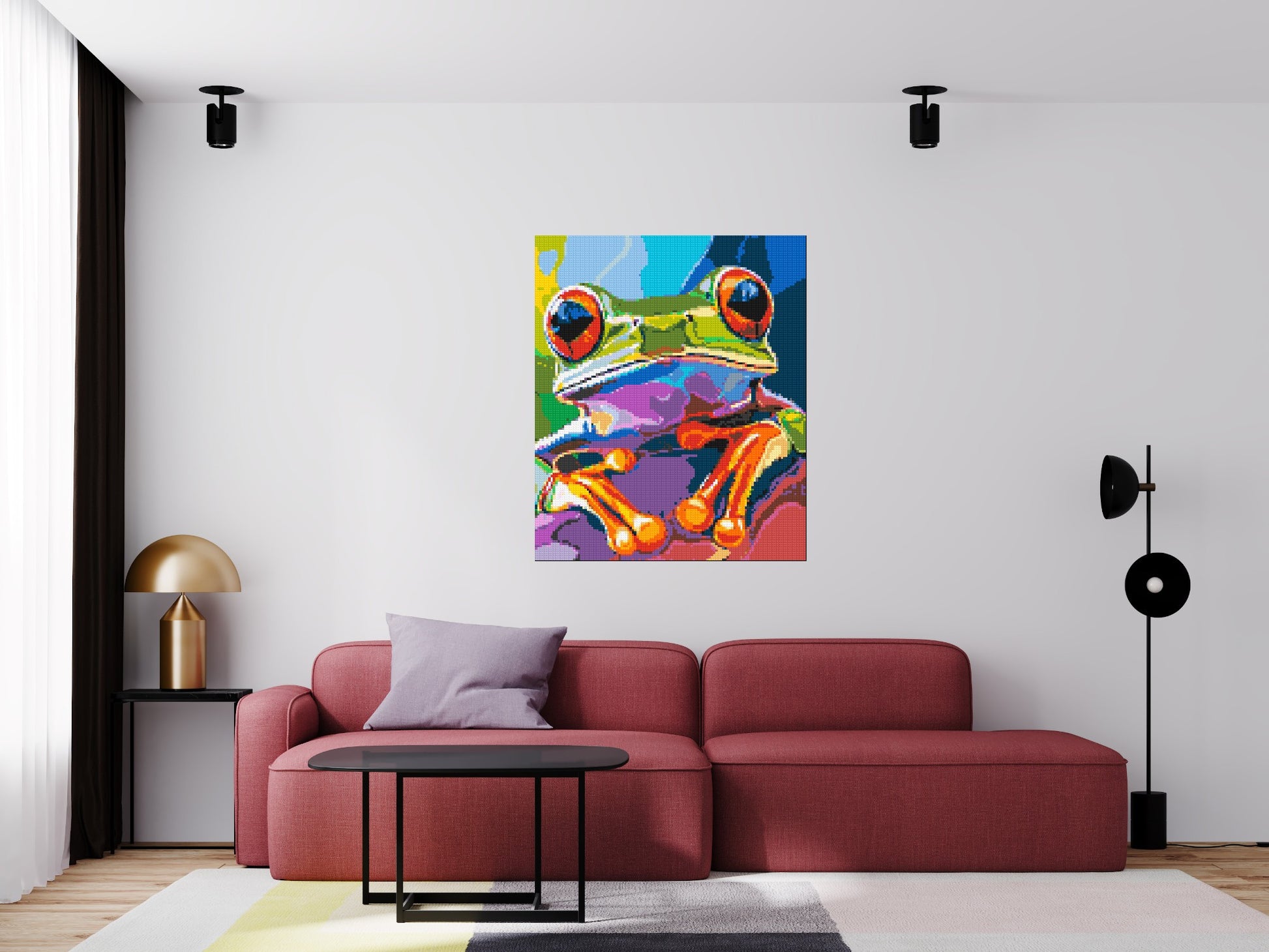 Frog Colourful Pop Art - Brick Art Mosaic Kit 5x6 scene