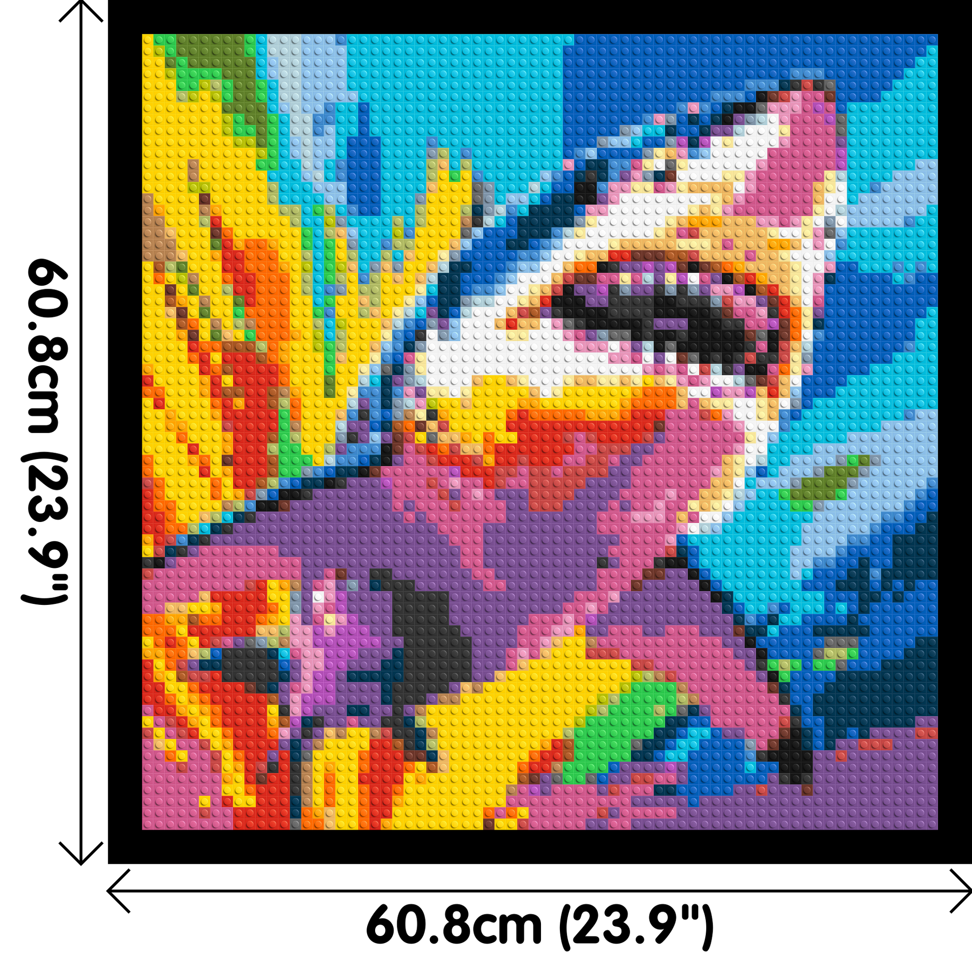 Shark Colourful Pop Art - Brick Art Mosaic Kit 3x3 dimensions with frame