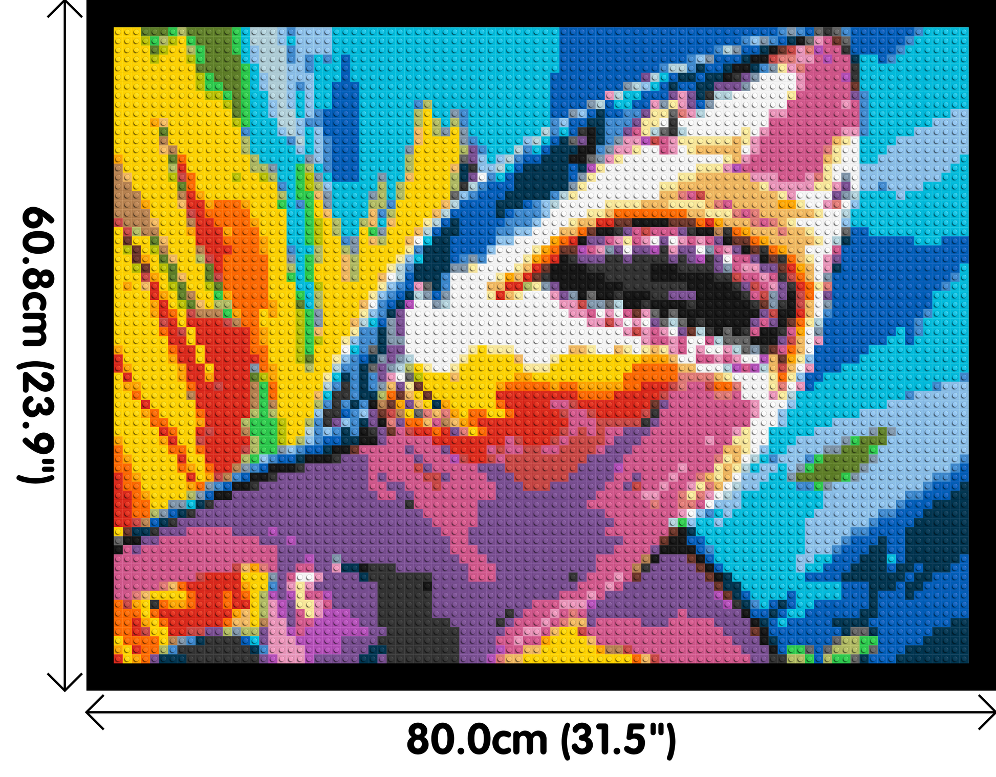 Shark Colourful Pop Art - Brick Art Mosaic Kit 4x3 dimensions with frame