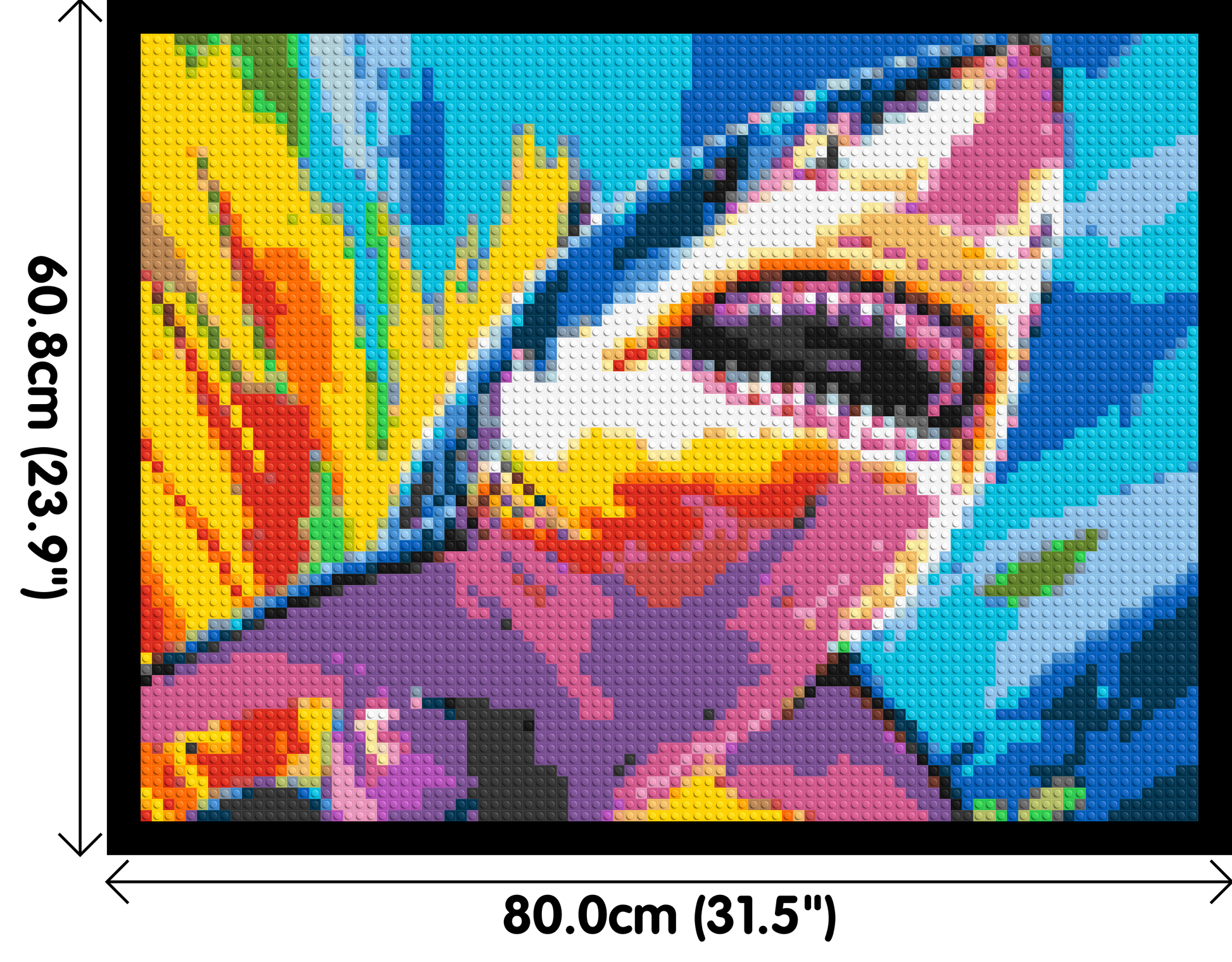 Shark Colourful Pop Art - Brick Art Mosaic Kit 4x3 dimensions with frame