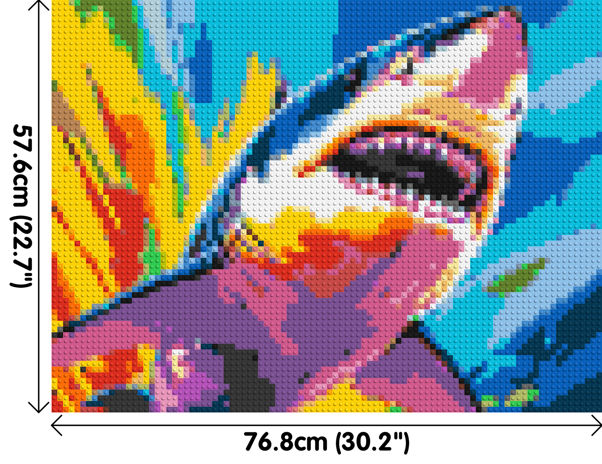 Shark Colourful Pop Art - Brick Art Mosaic Kit 4x3 dimensions