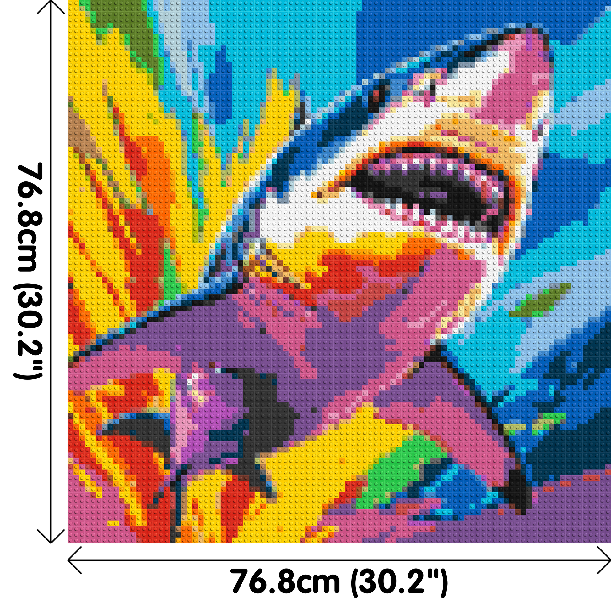 Shark Colourful Pop Art - Brick Art Mosaic Kit 4x4 dimensions