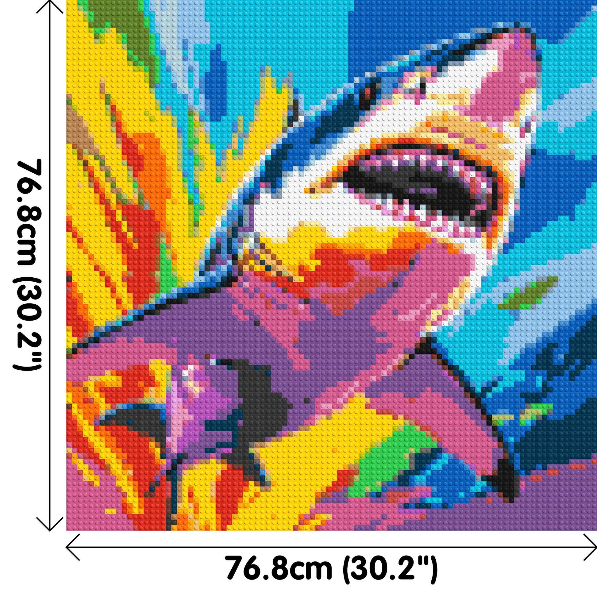 Shark Colourful Pop Art - Brick Art Mosaic Kit 4x4 dimensions