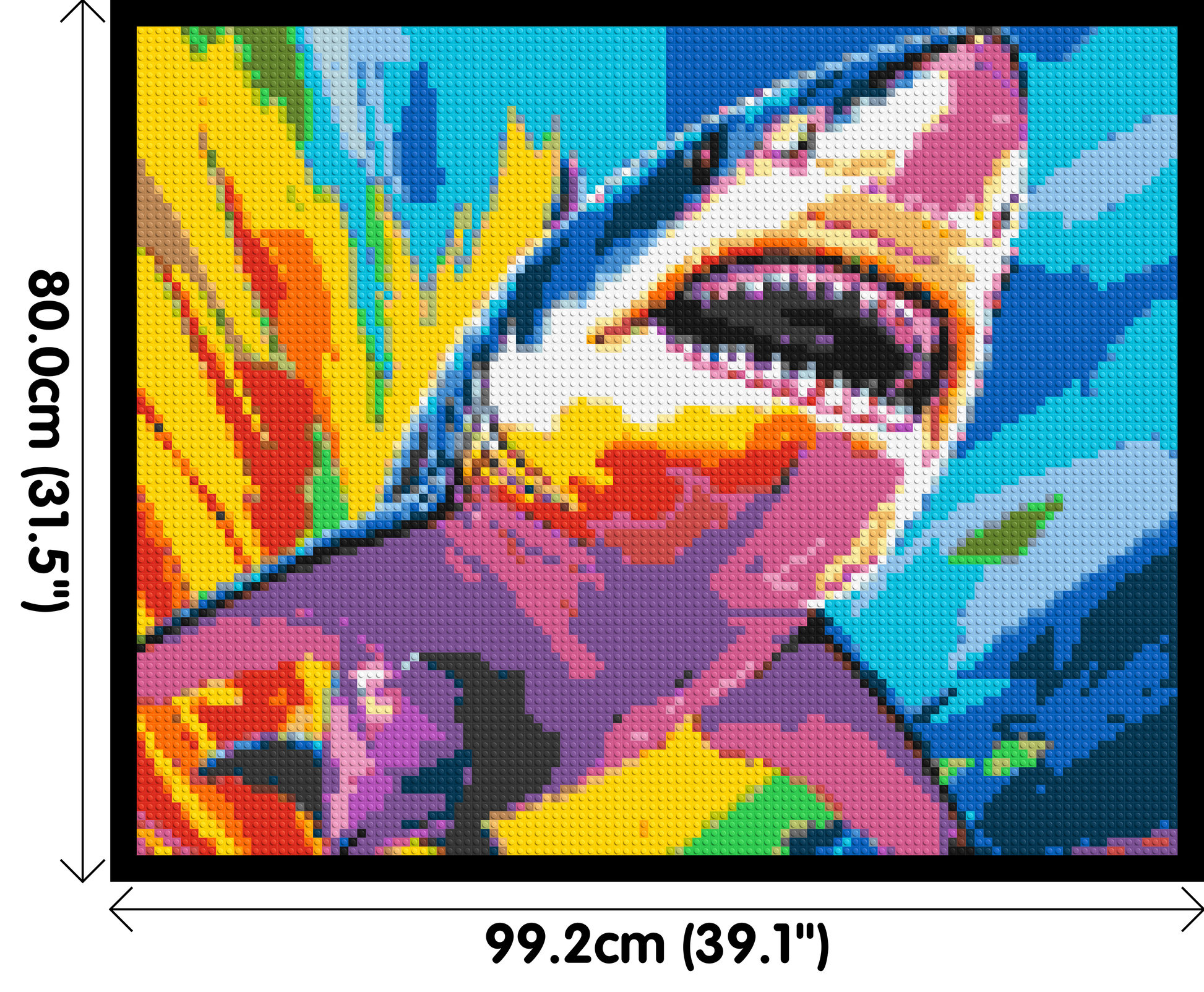Shark Colourful Pop Art - Brick Art Mosaic Kit 5x4 dimensions with frame