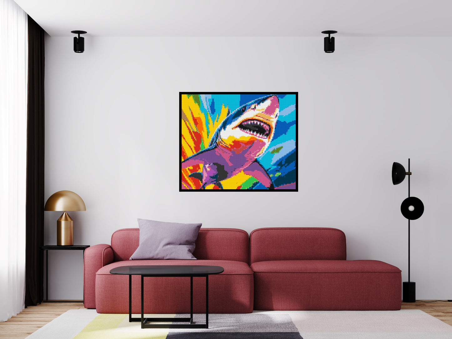 Shark Colourful Pop Art - Brick Art Mosaic Kit 6x5 large