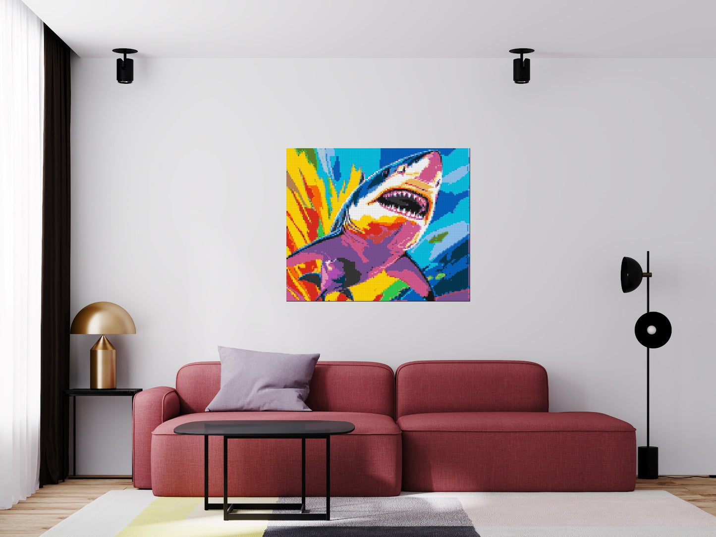 Shark Colourful Pop Art - Brick Art Mosaic Kit 6x5 large