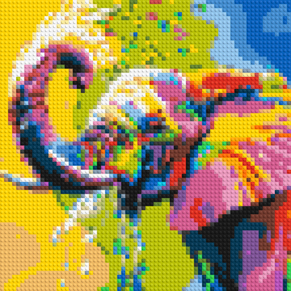 Elephant Colourful Pop Art - Brick Art Mosaic Kit 3x3 large