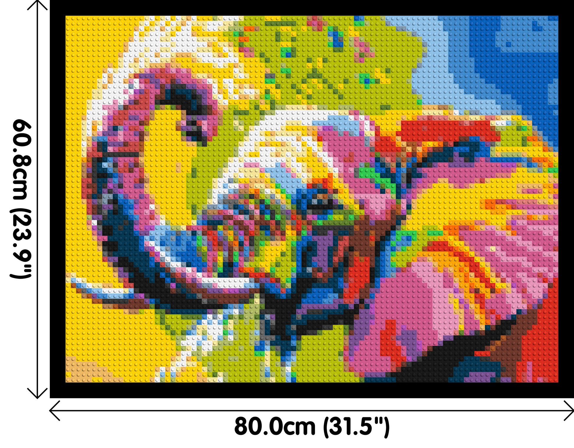 Elephant Colourful Pop Art - Brick Art Mosaic Kit 4x3 dimensions with frame