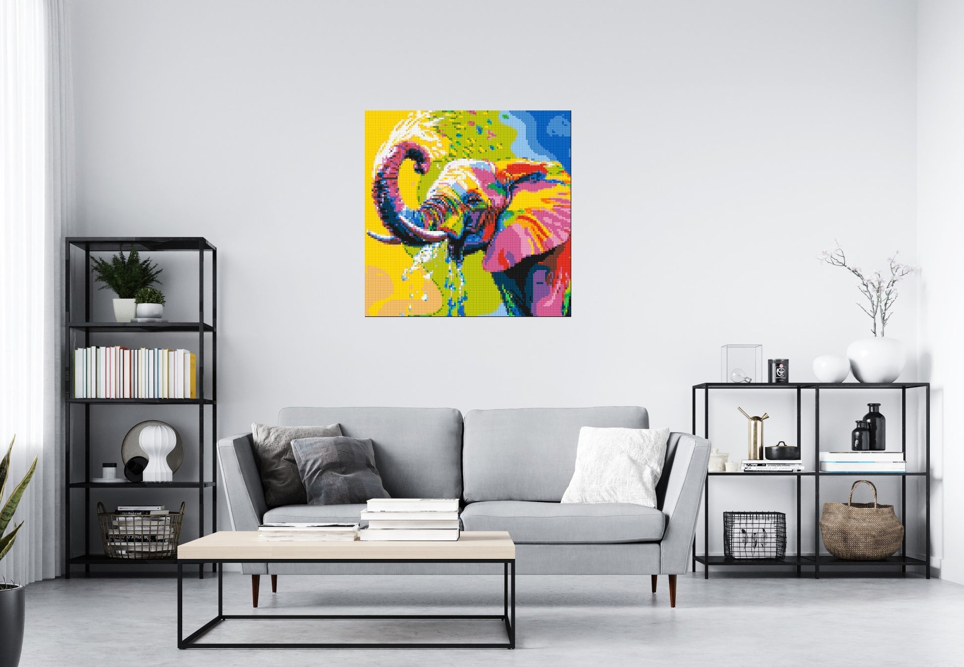 Elephant Colourful Pop Art - Brick Art Mosaic Kit 5x5 scene