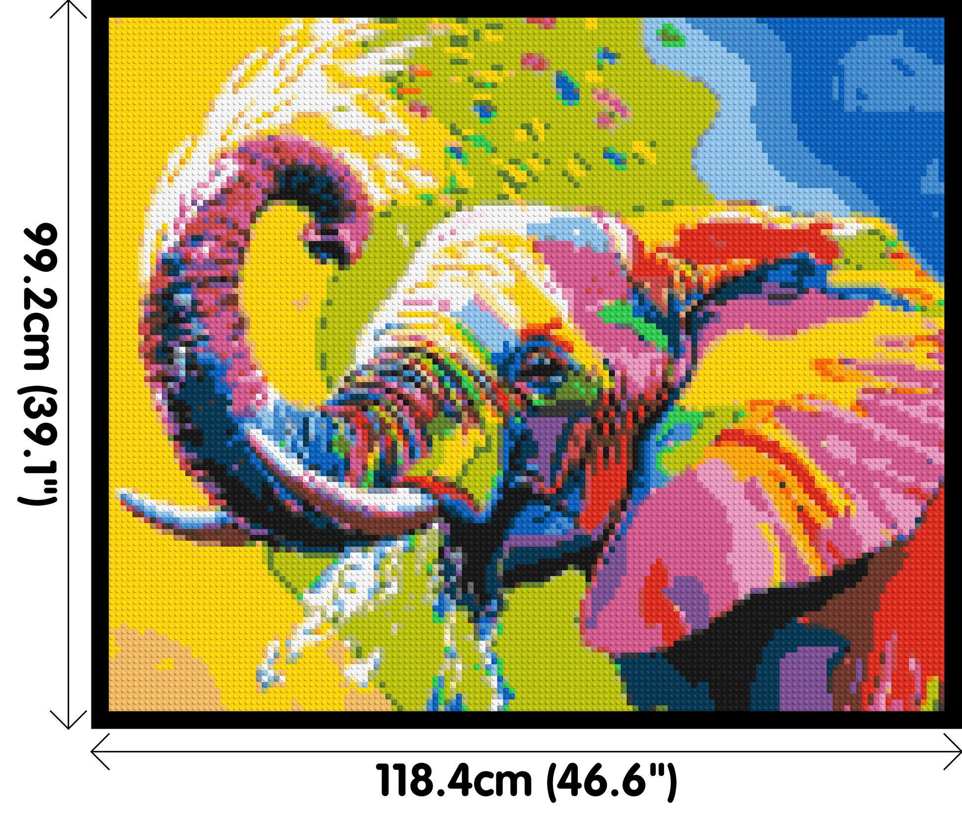 Elephant Colourful Pop Art - Brick Art Mosaic Kit 6x5 dimensions with frame