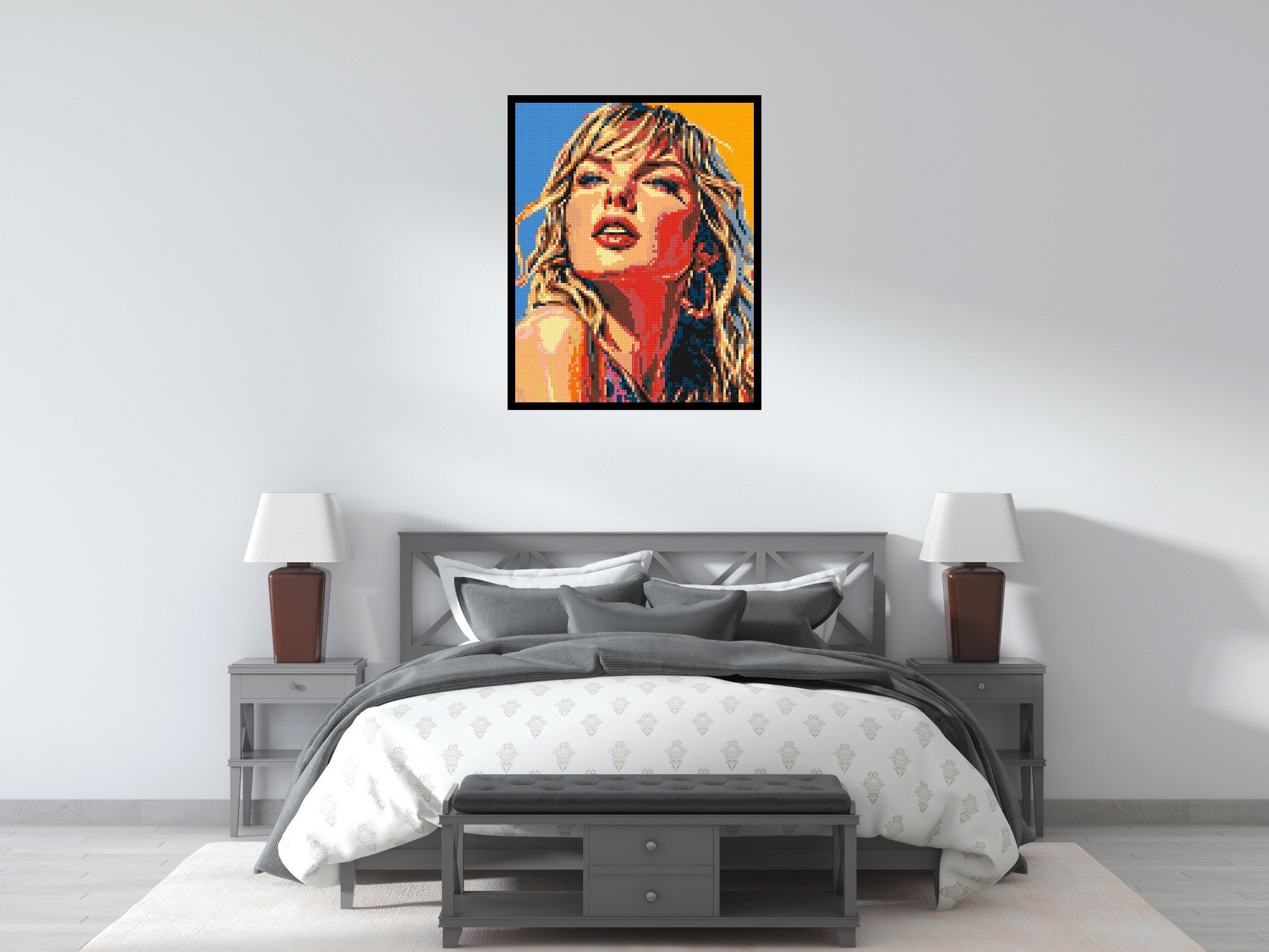 Taylor Swift Colourful  - Brick Art Mosaic Kit 4x5 scene with frame