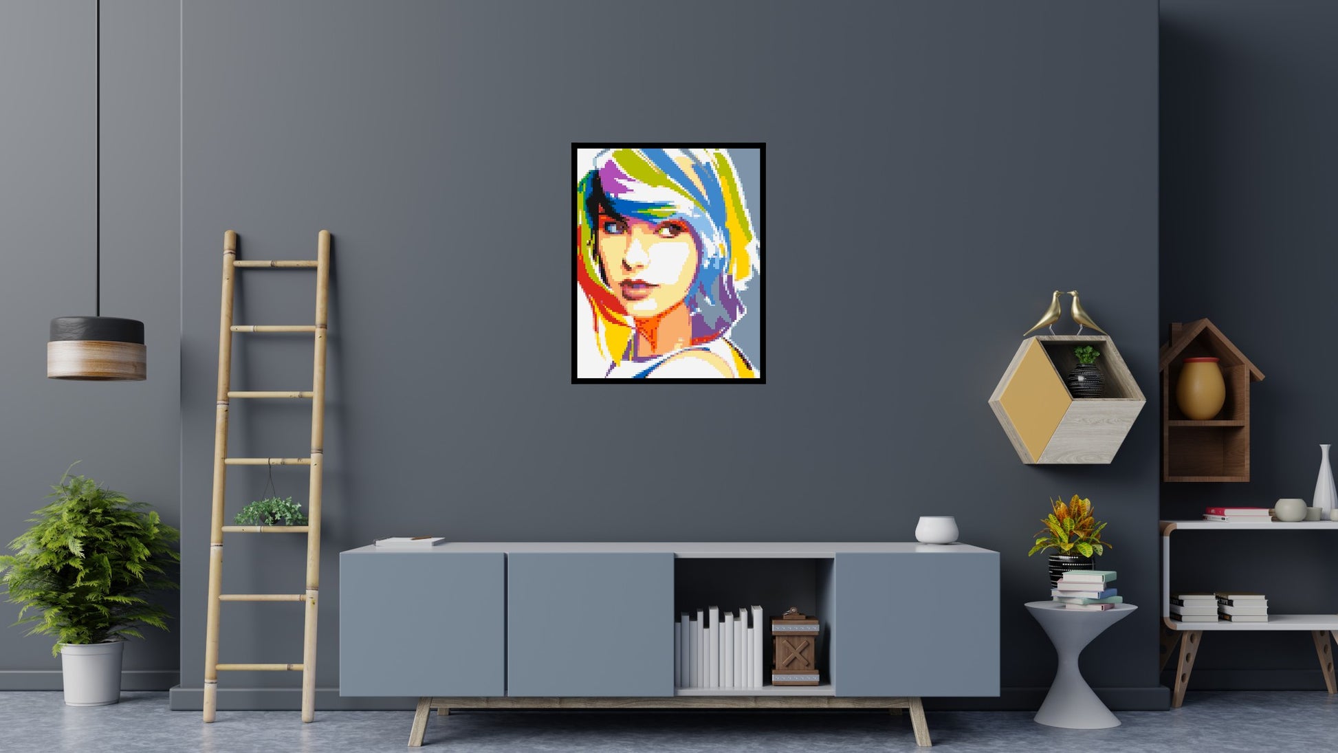 Taylor Swift WPAP - Brick Art Mosaic Kit 4x5 scene with frame