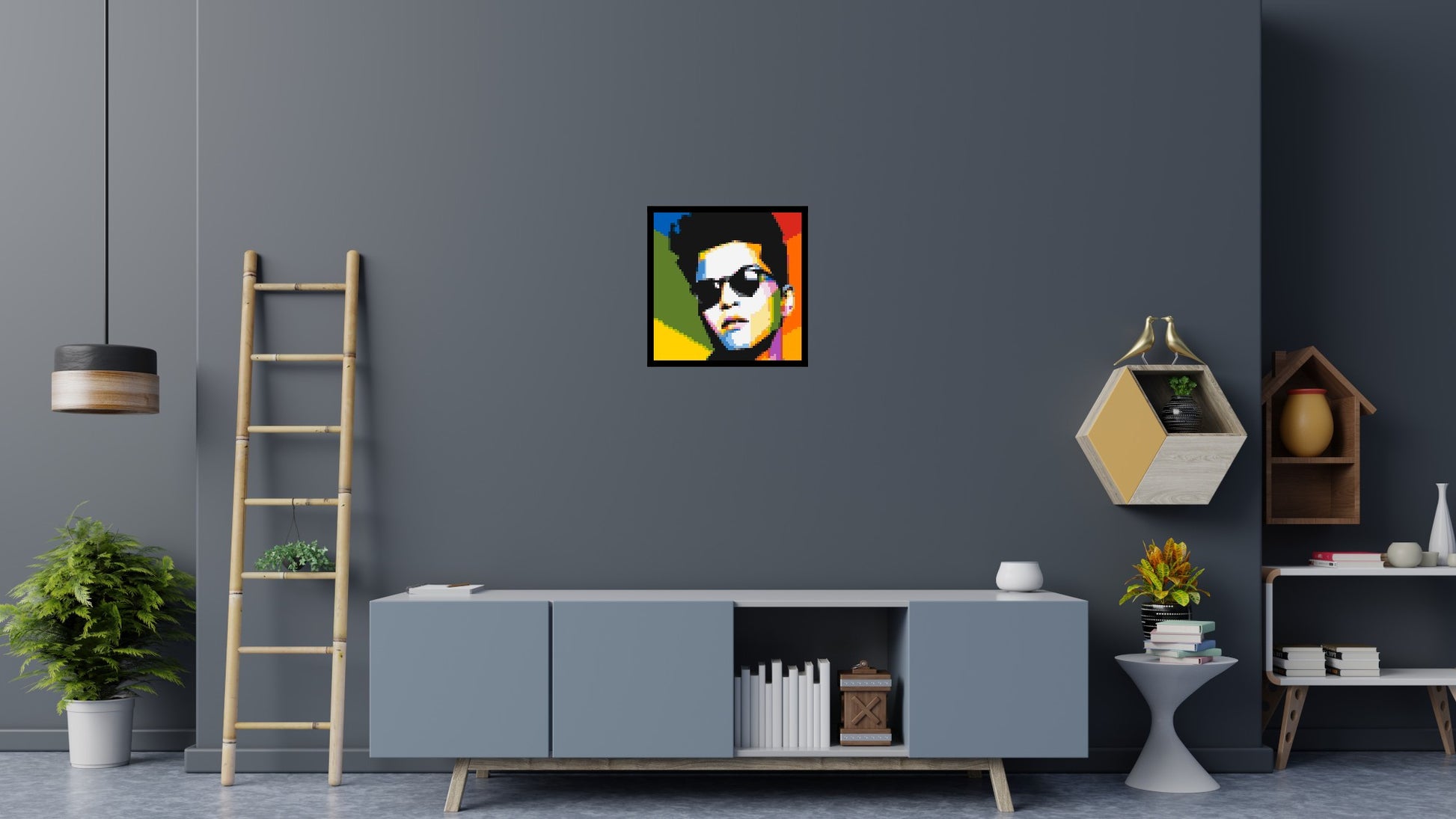 Bruno Mars - Brick Art Mosaic Kit 3x3 scene with frame