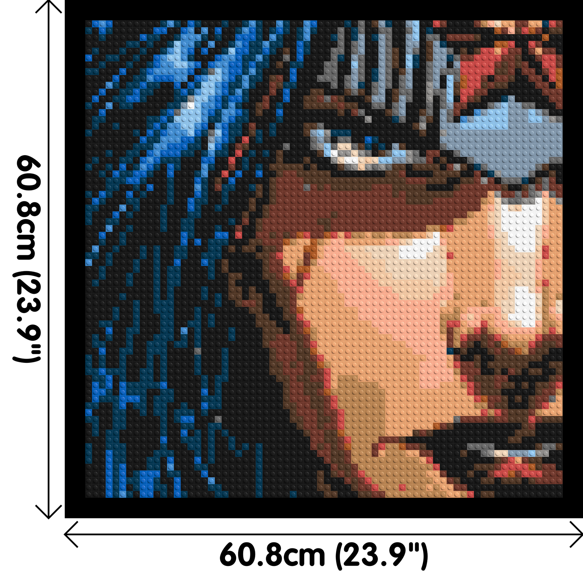 Wonder Woman - Brick Art Mosaic Kit 3x3 dimensions with frame